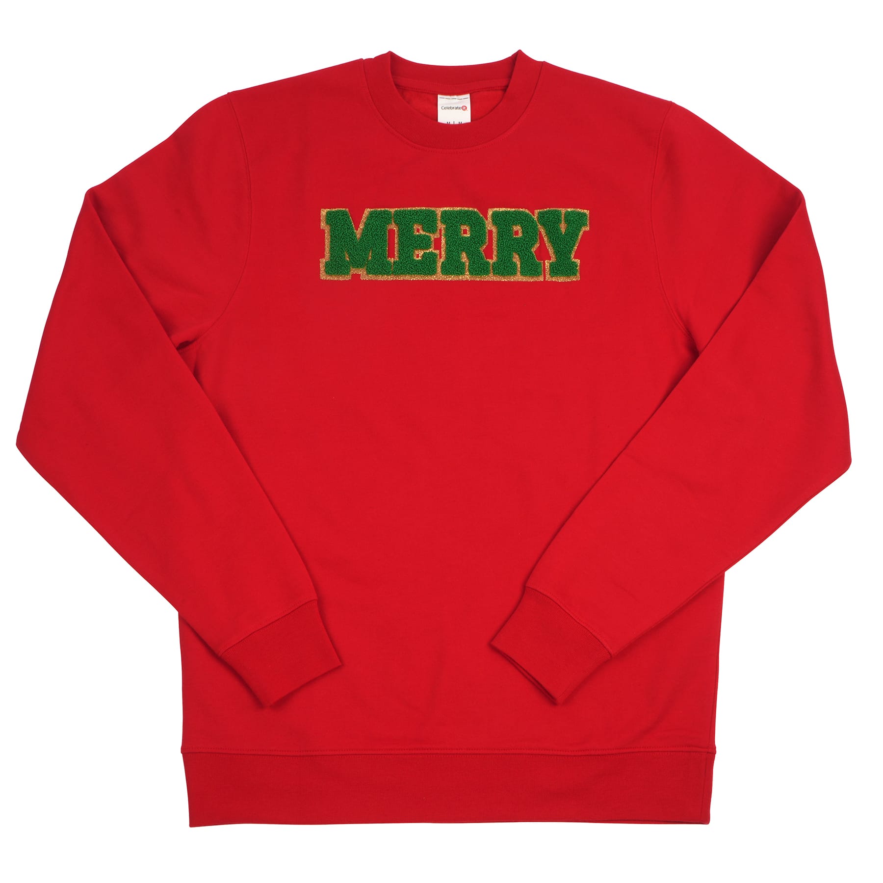 Red &#x26; Green Merry Adult Crew Neck Sweatshirt by Celebrate It&#x2122;