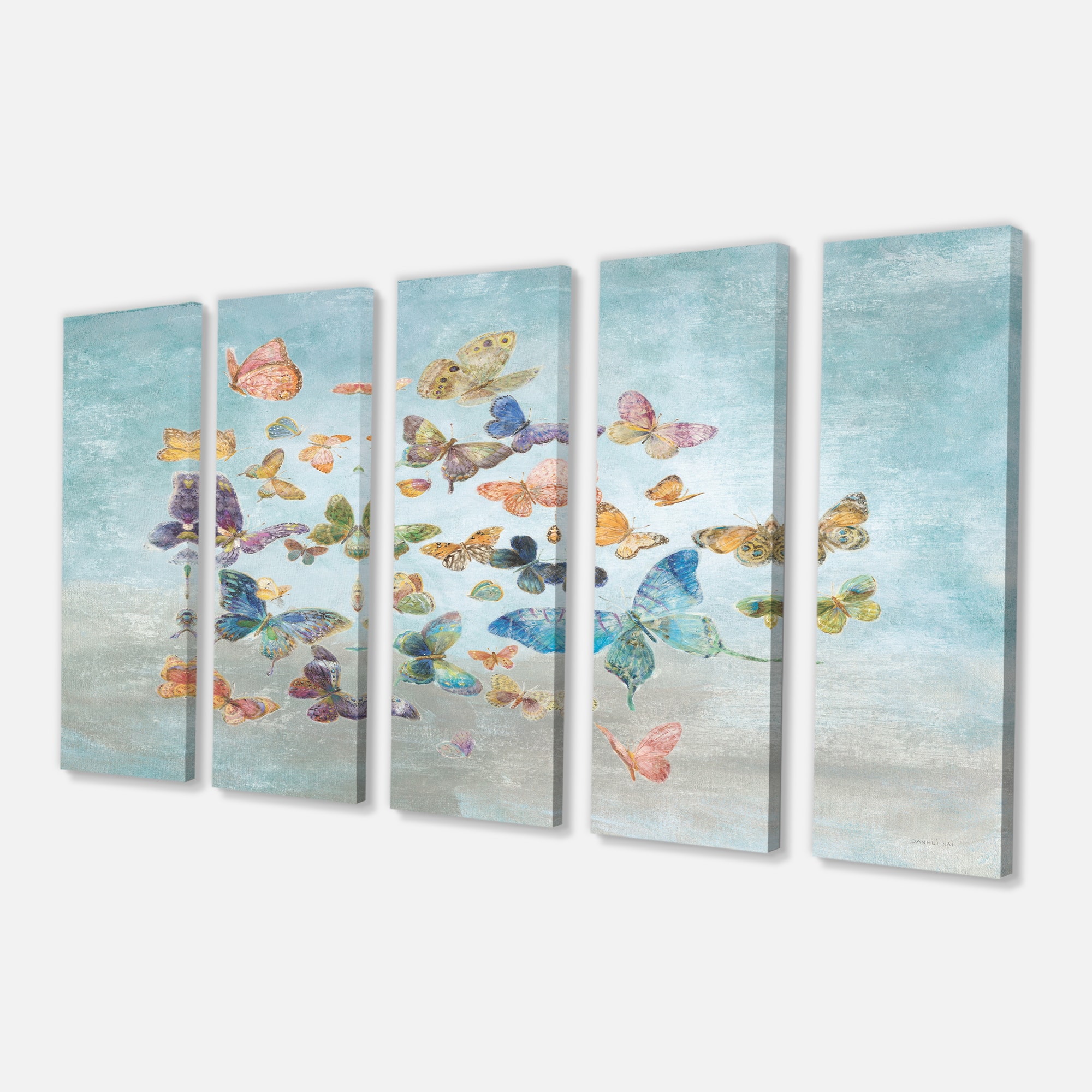 Designart - Butterflies Dancing I - Wildlife Canvas Artwork 
