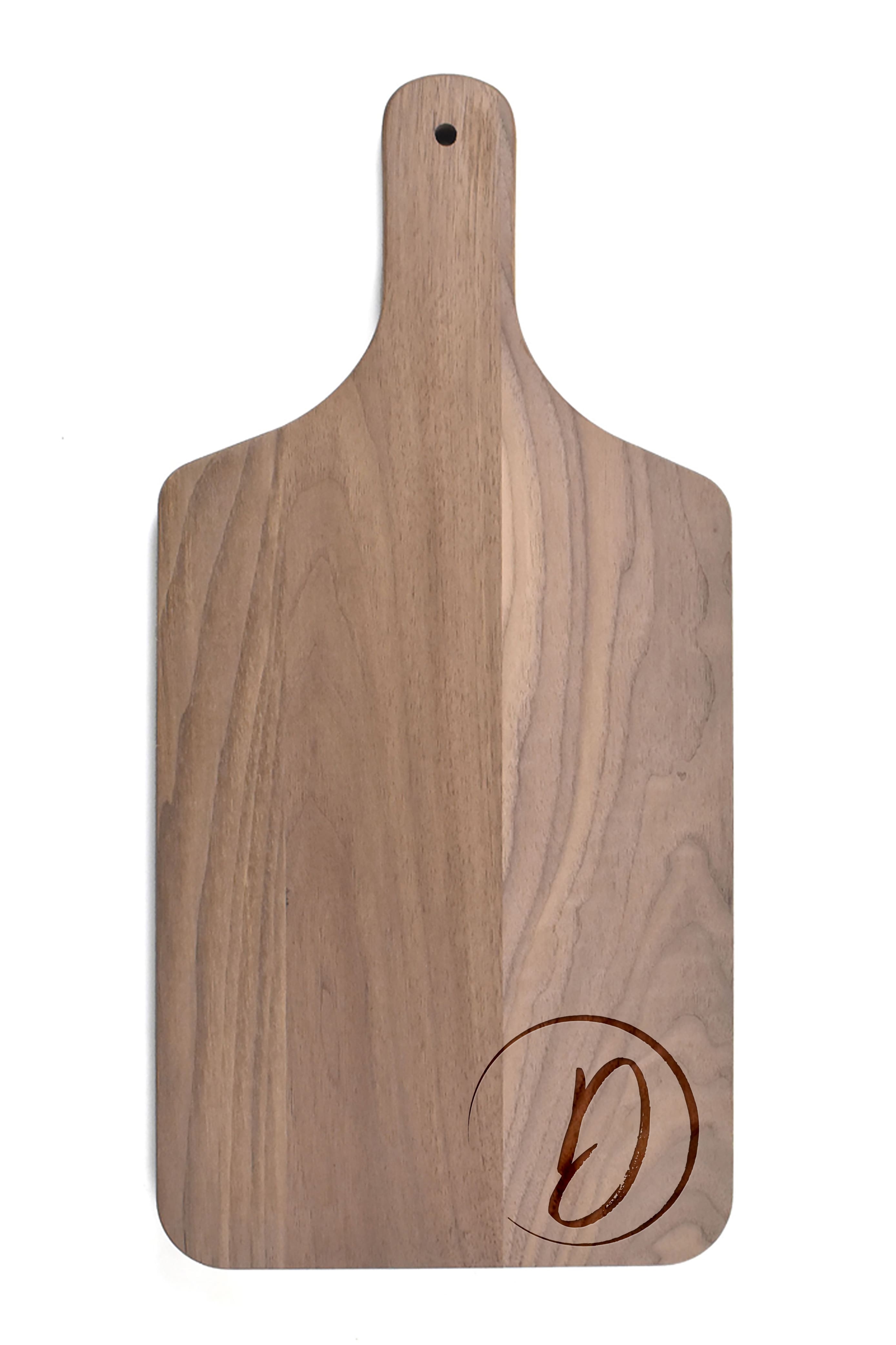 Circle Monogram Walnut Paddle Cutting Board