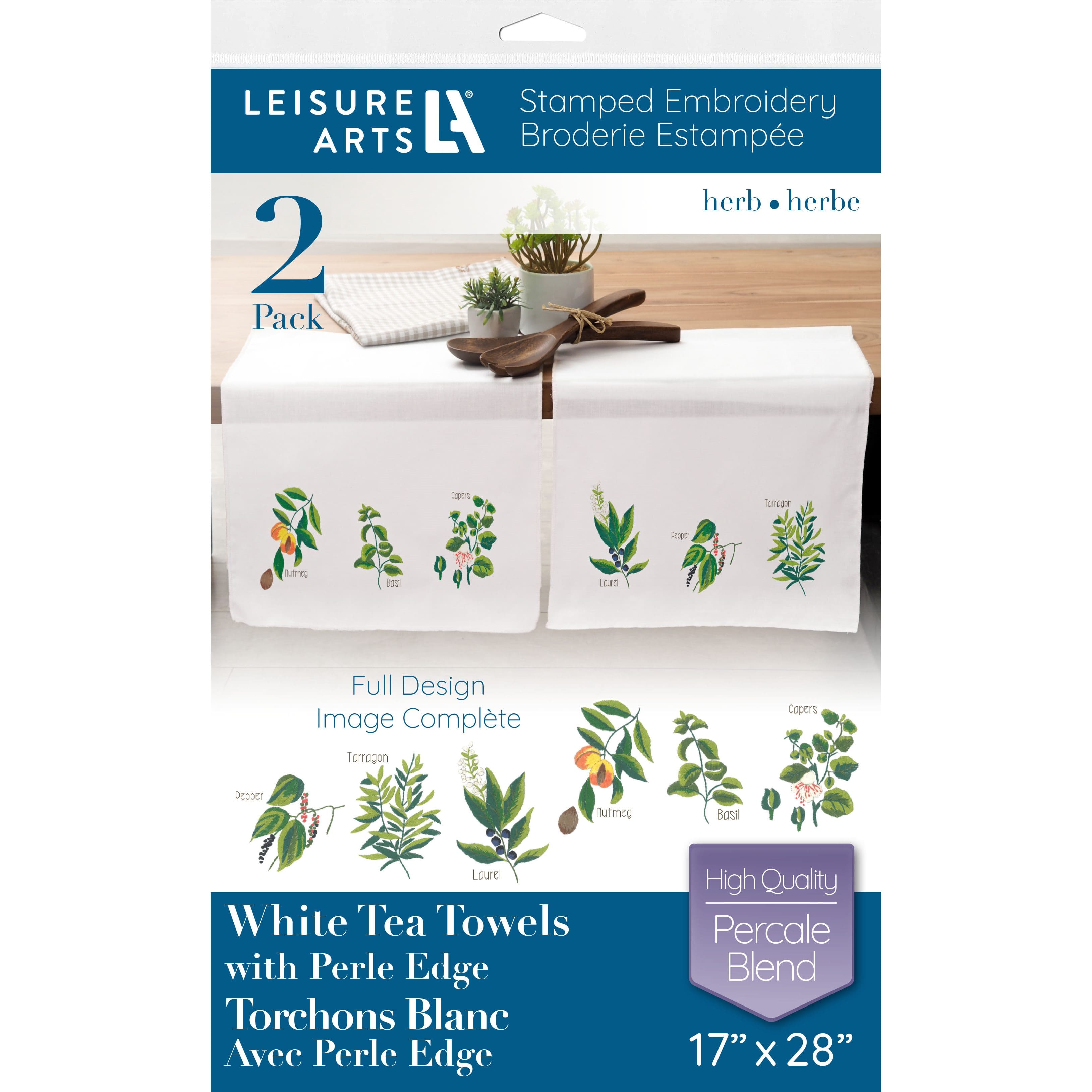 Leisure Arts&#xAE; Herb Tea Towel Stamped Embroidery Kit