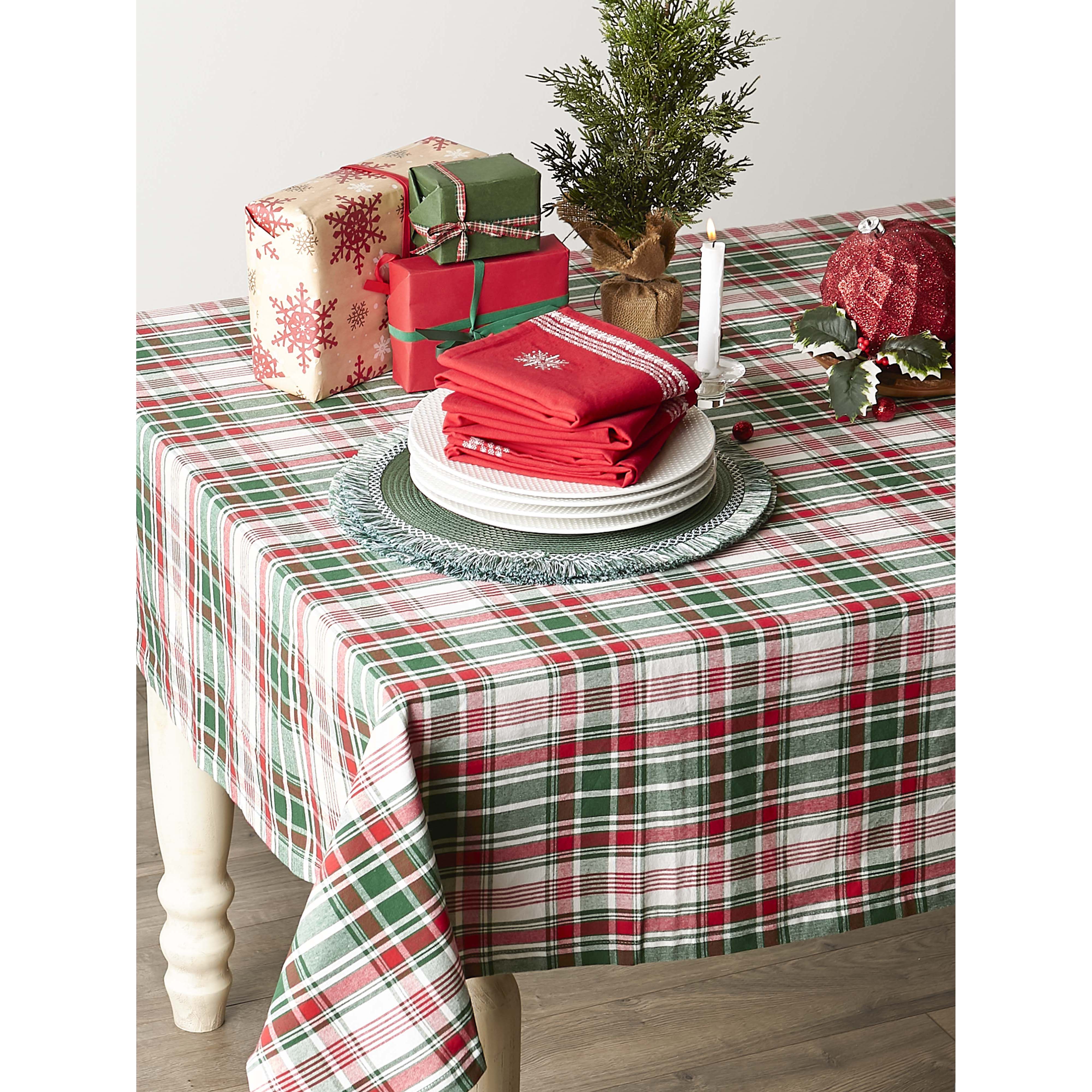 DII® Yuletide Plaid Tablecloth