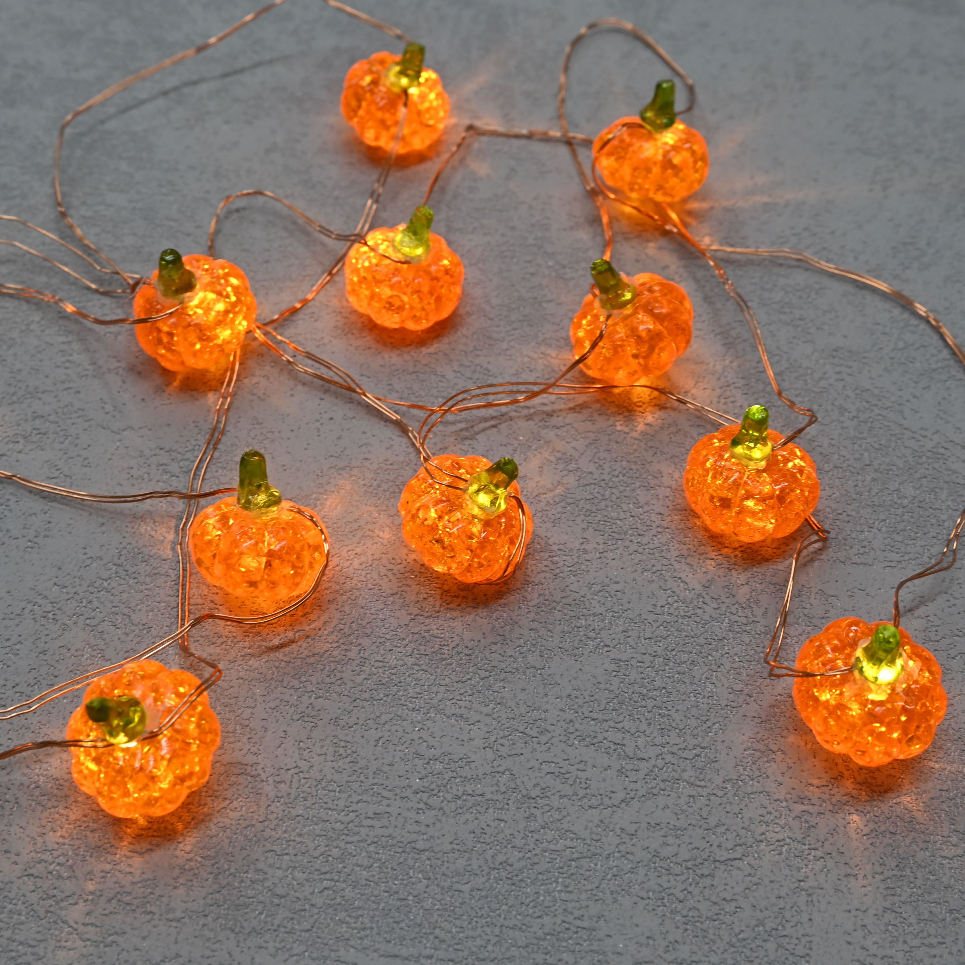 12ct. Warm White LED Pumpkin Icon String Lights by Ashland®