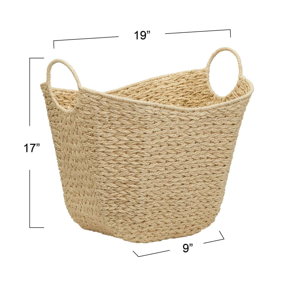 Household Essentials 17.5" Woven Paper Rope Basket with Handles