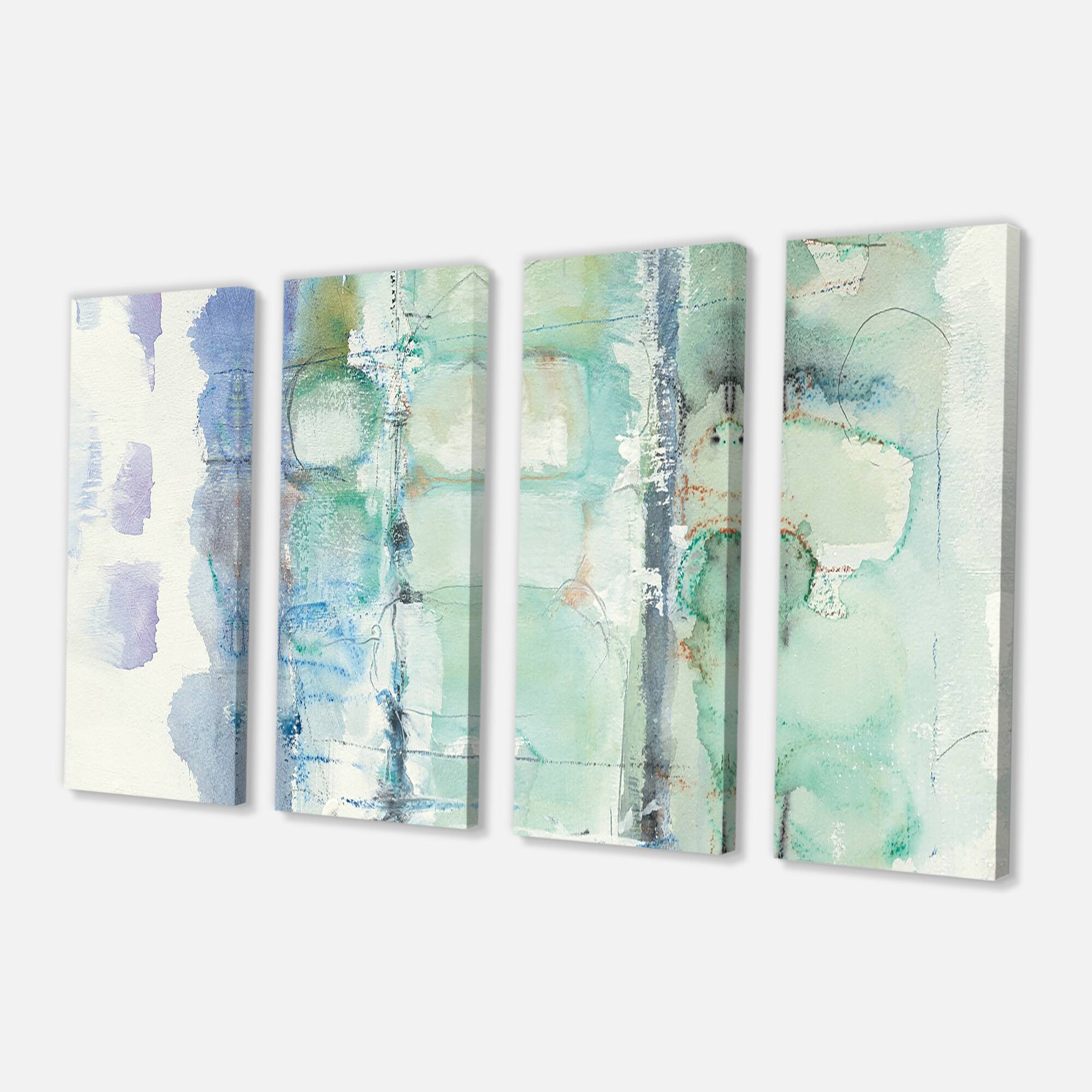 Designart - Blue Abstract Panel I - Geometric Canvas Art