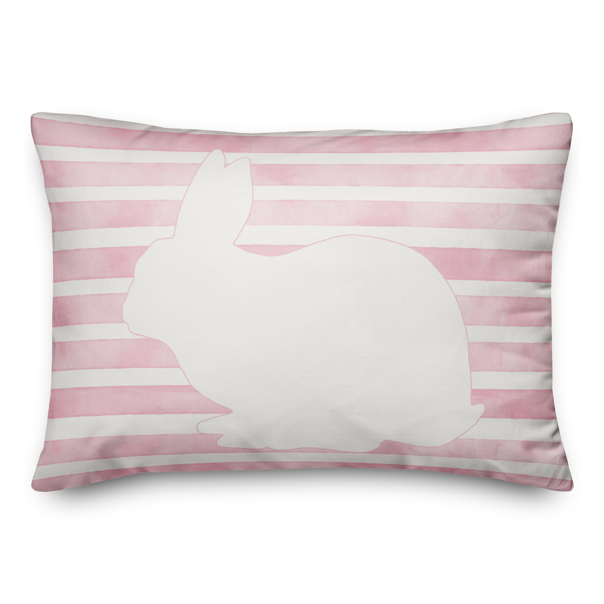 White Rabbit with Pink Watercolor Stripes Throw Pillow | Michaels