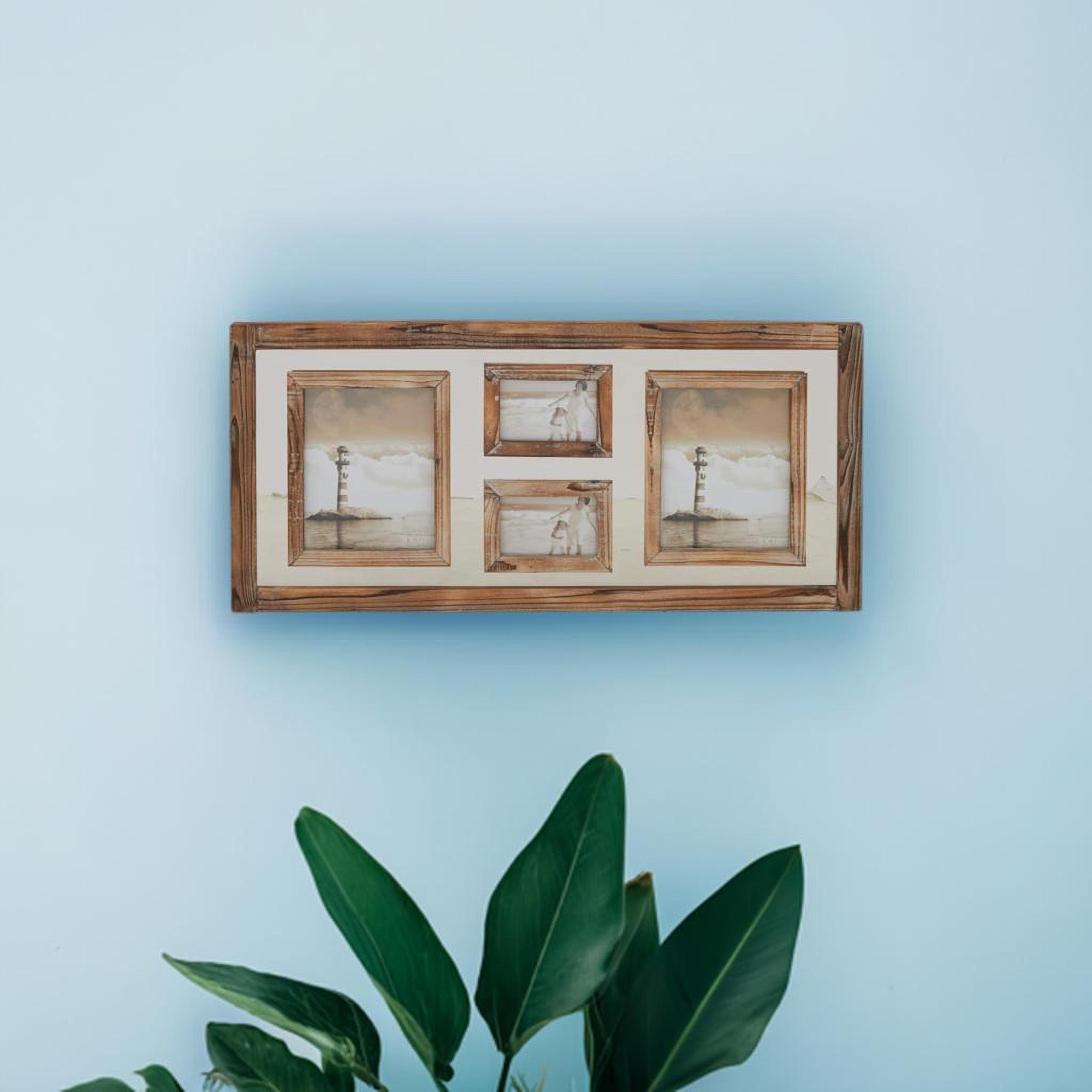 4 Opening Brown Wood Vintage Collage Frame