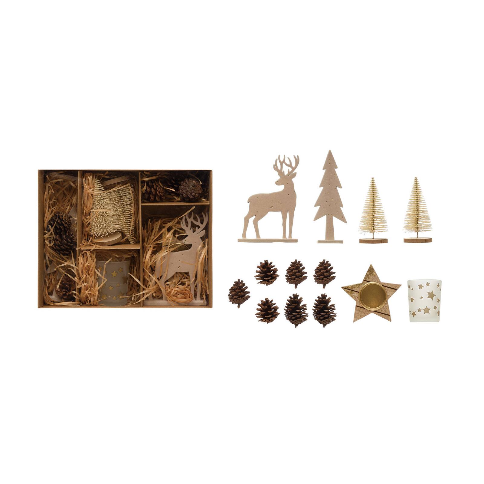 Hello Honey&#xAE; 13 Piece Wood Grain &#x26; Jar Star Candles &#x26; Woodland Icons Candle Garden Kit