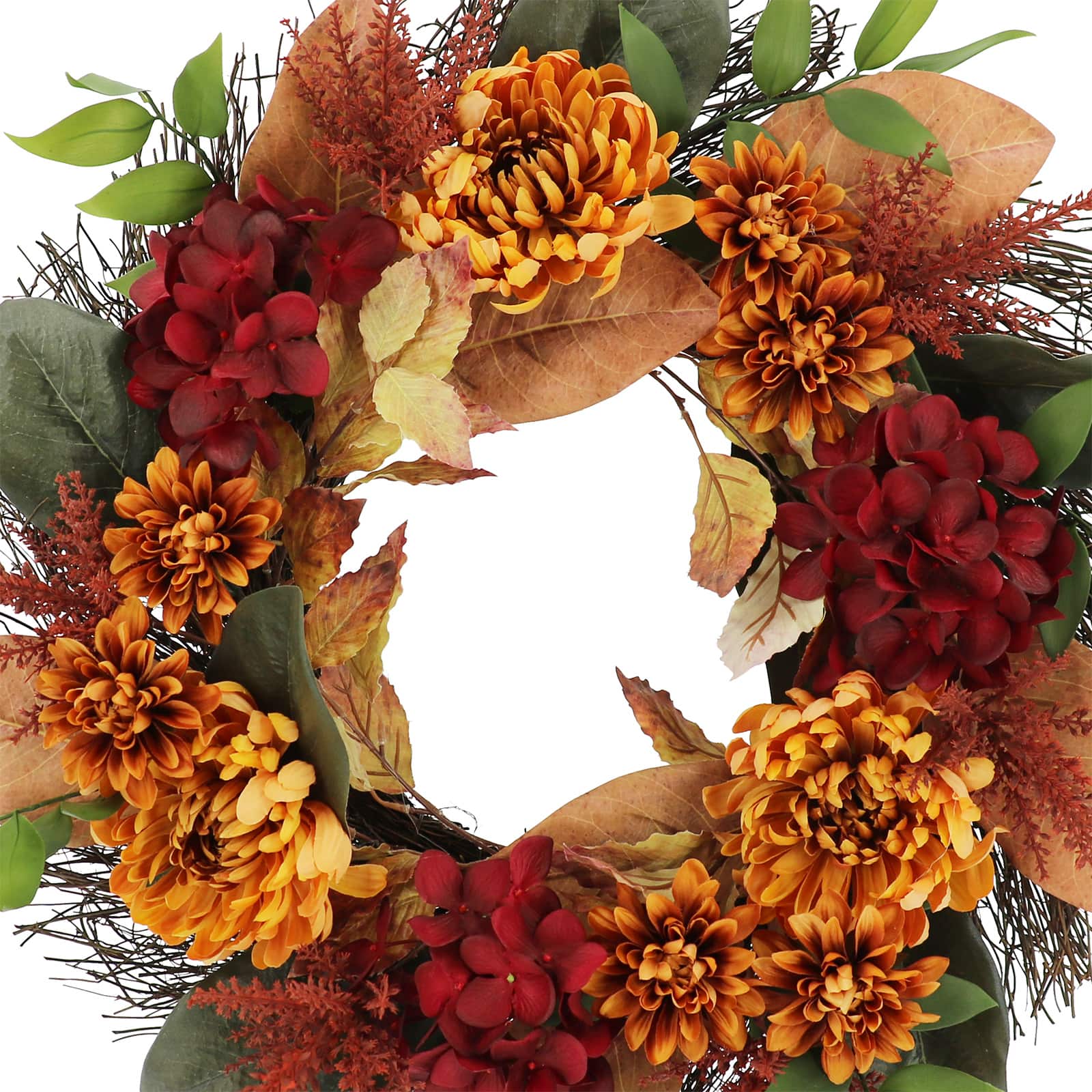 22&#x22; Burgundy Hydrangea &#x26; Dahlia Wreath by Ashland&#xAE;