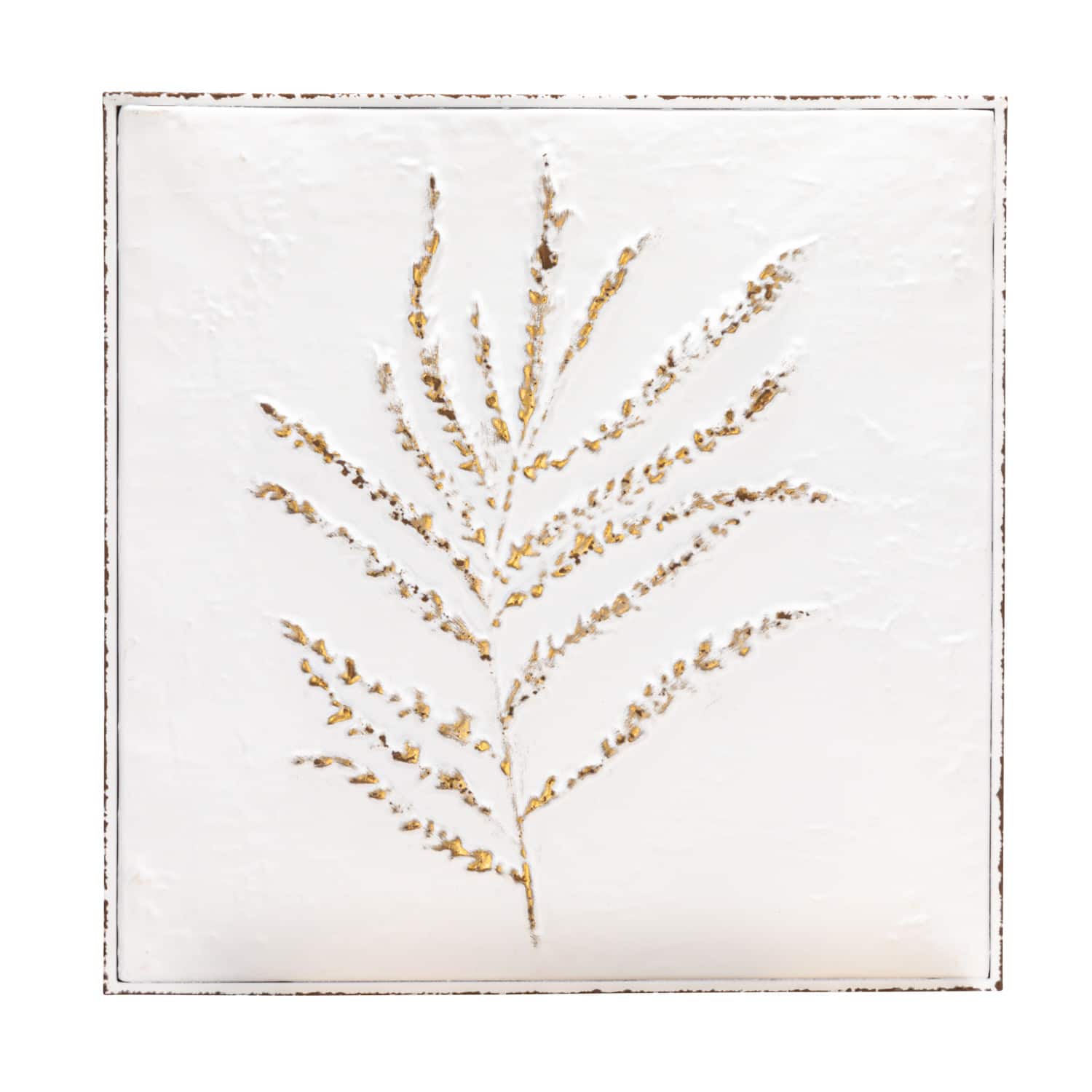 Hello Honey® White Botanical Square Embossed Metal Wall Décor