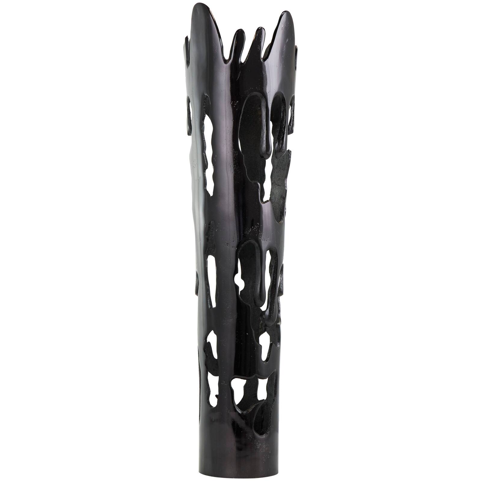 31" Black Aluminum Drip Vase with Melting Designed Body