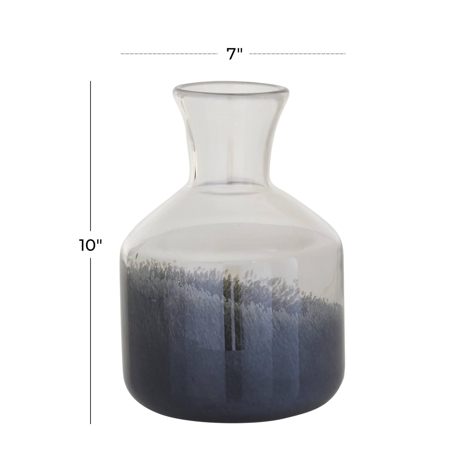 The Novogratz 10&#x22; Gray Coastal Style Gradient Glass Vase
