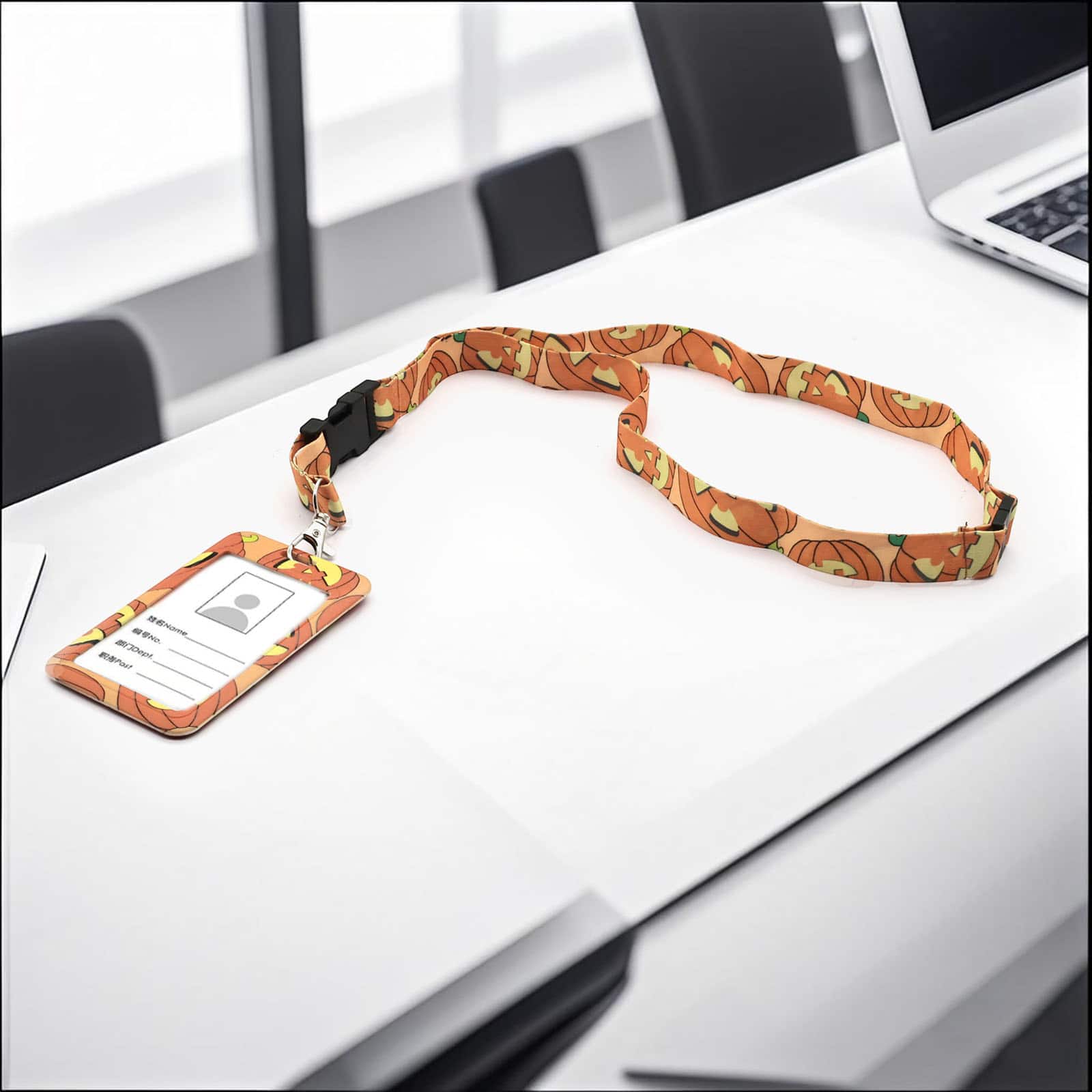 Orange &#x26; Yellow Jack-O&#x27;-Lantern Lanyard ID Holder by Creatology&#x2122;