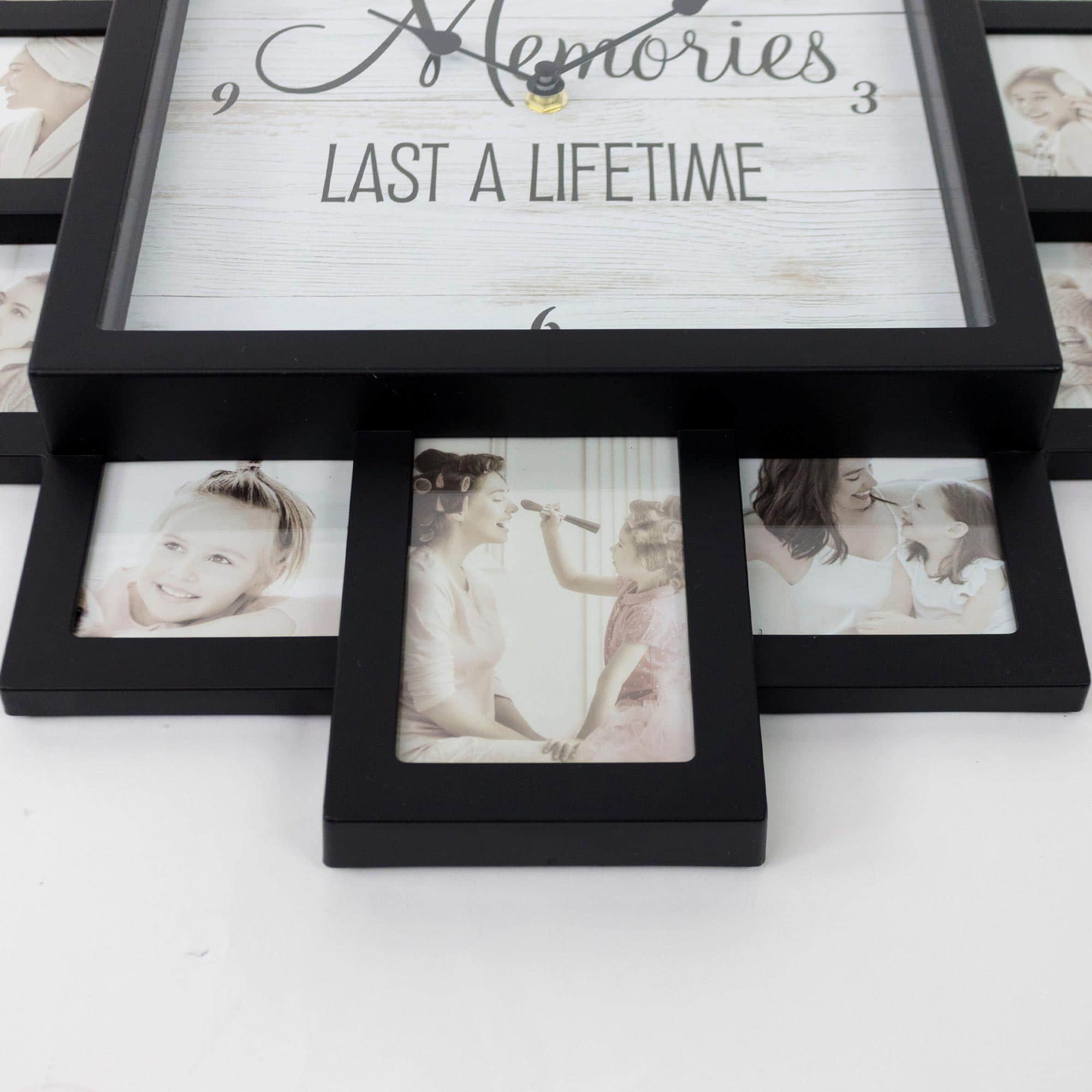 Black  &#x22;Lifetime Memories&#x22; Picture Frame Wall Collage Clock