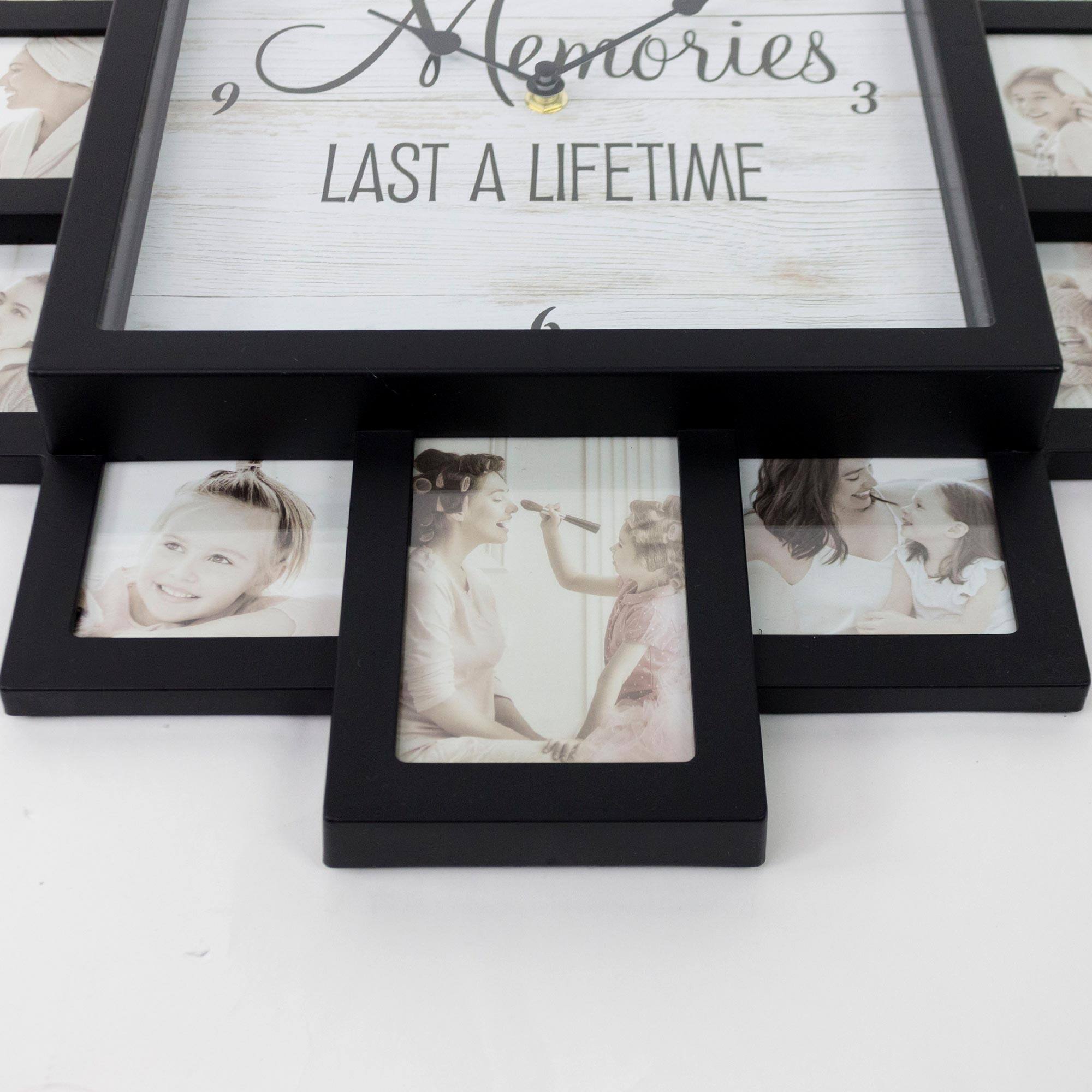 Black "Lifetime Memories" Picture Frame Wall Collage Clock