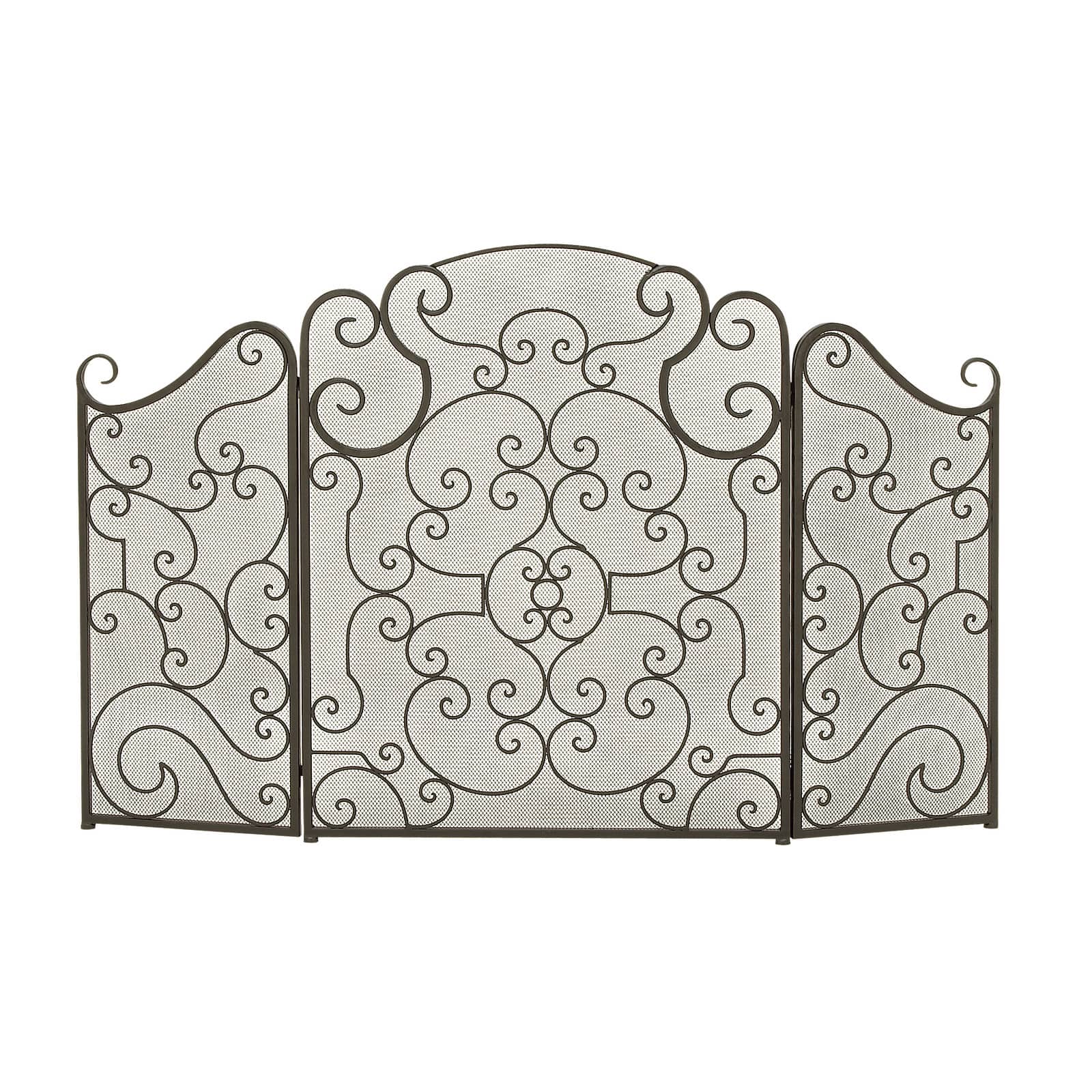 Black Metal Traditional Fireplace Screen