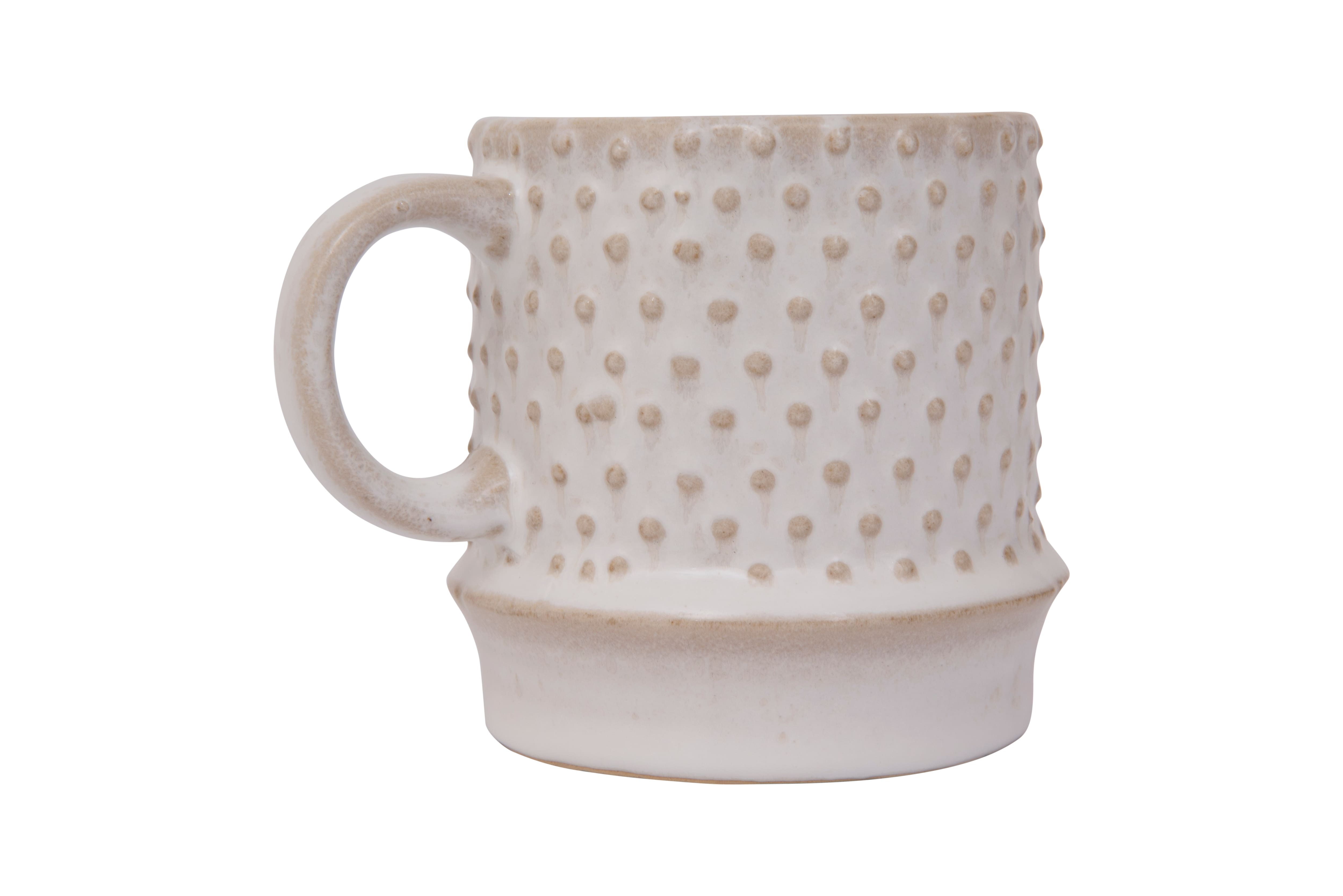 Hello Honey® White Hobnail Pattern Stoneware Mug Set
