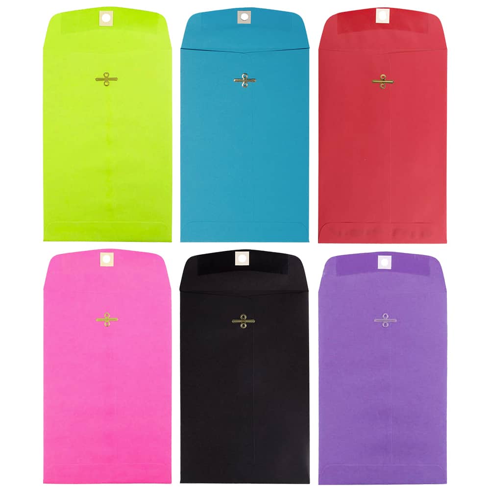 JAM Paper 9" x 6" Assorted Open End Catalog with Clasp Envelopes, 60ct.