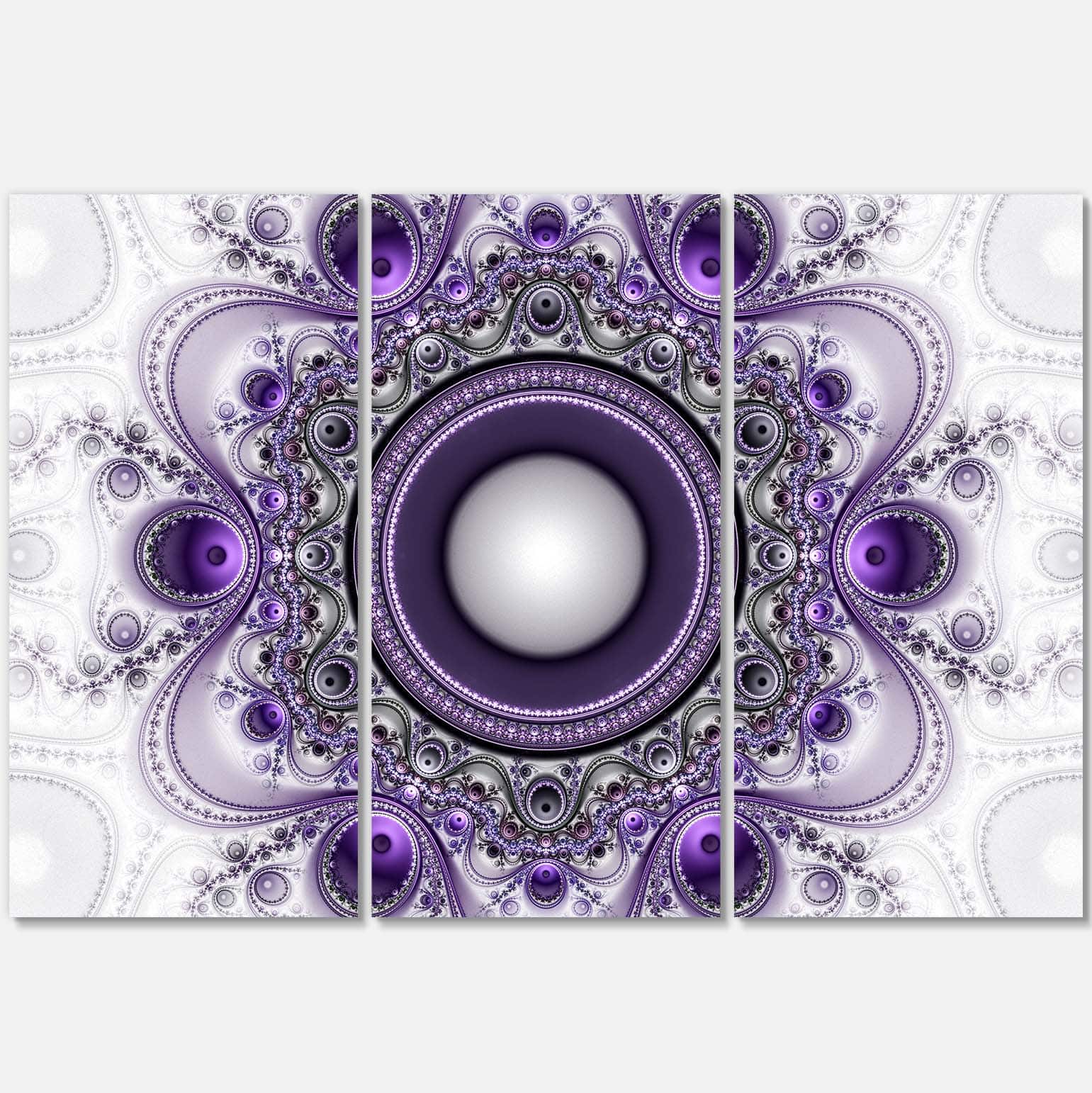 Designart - Purple Fractal Pattern with Circles - Abstract Canvas Art Print