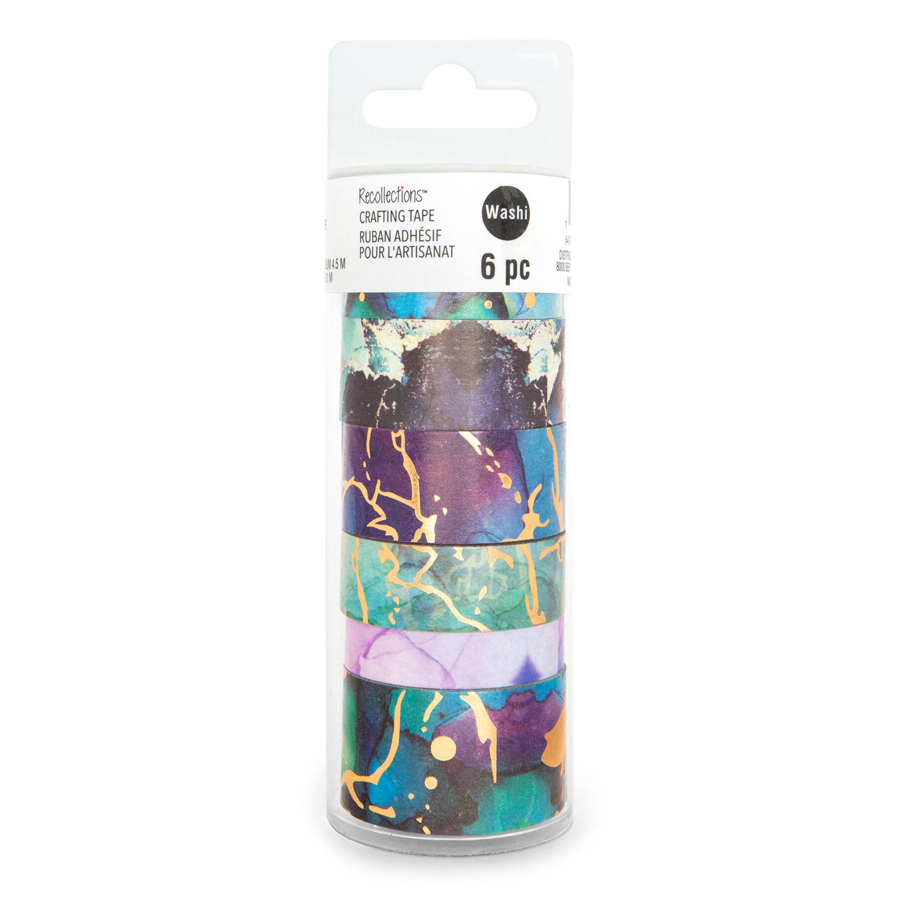 12 Packs: 6 ct. (72 total) Gilded Ink Washi Tapes Tube by Recollections™
