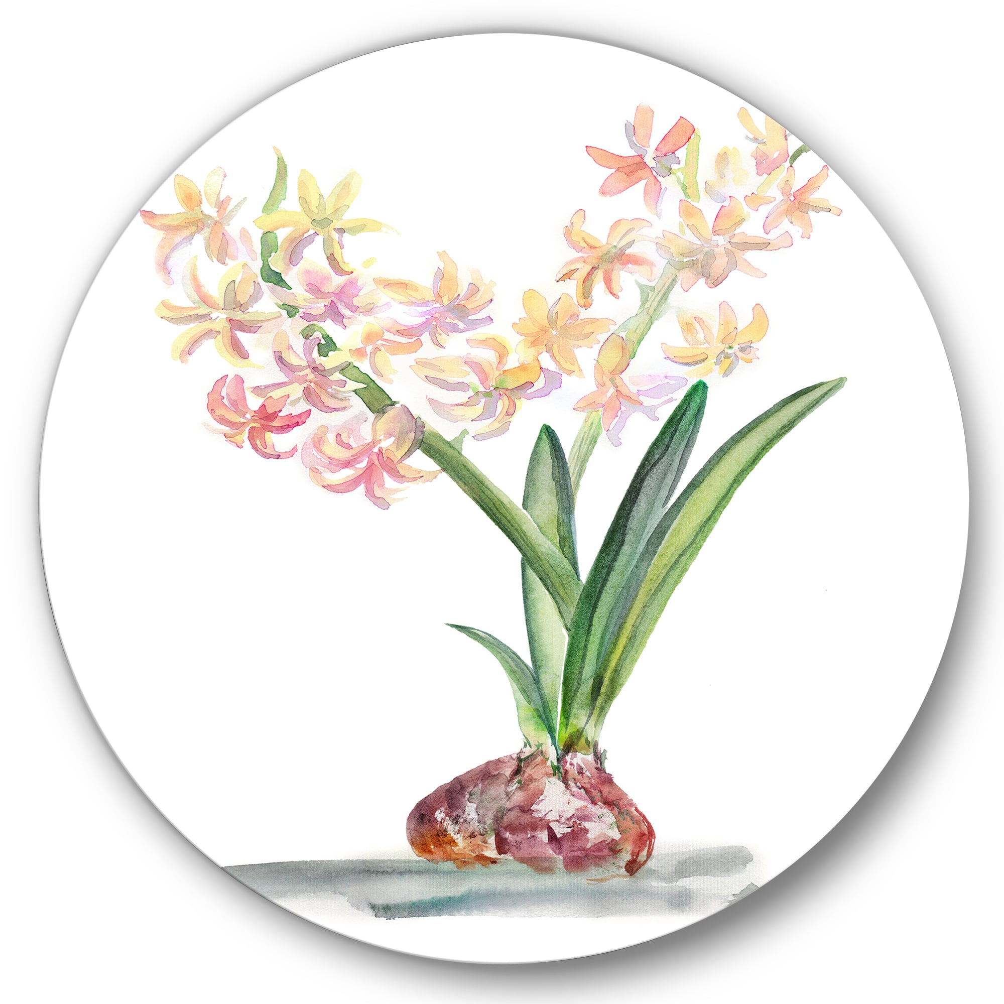 Designart - Blossoming Hyacinth In Spring - Traditional Metal Circle Wall Art