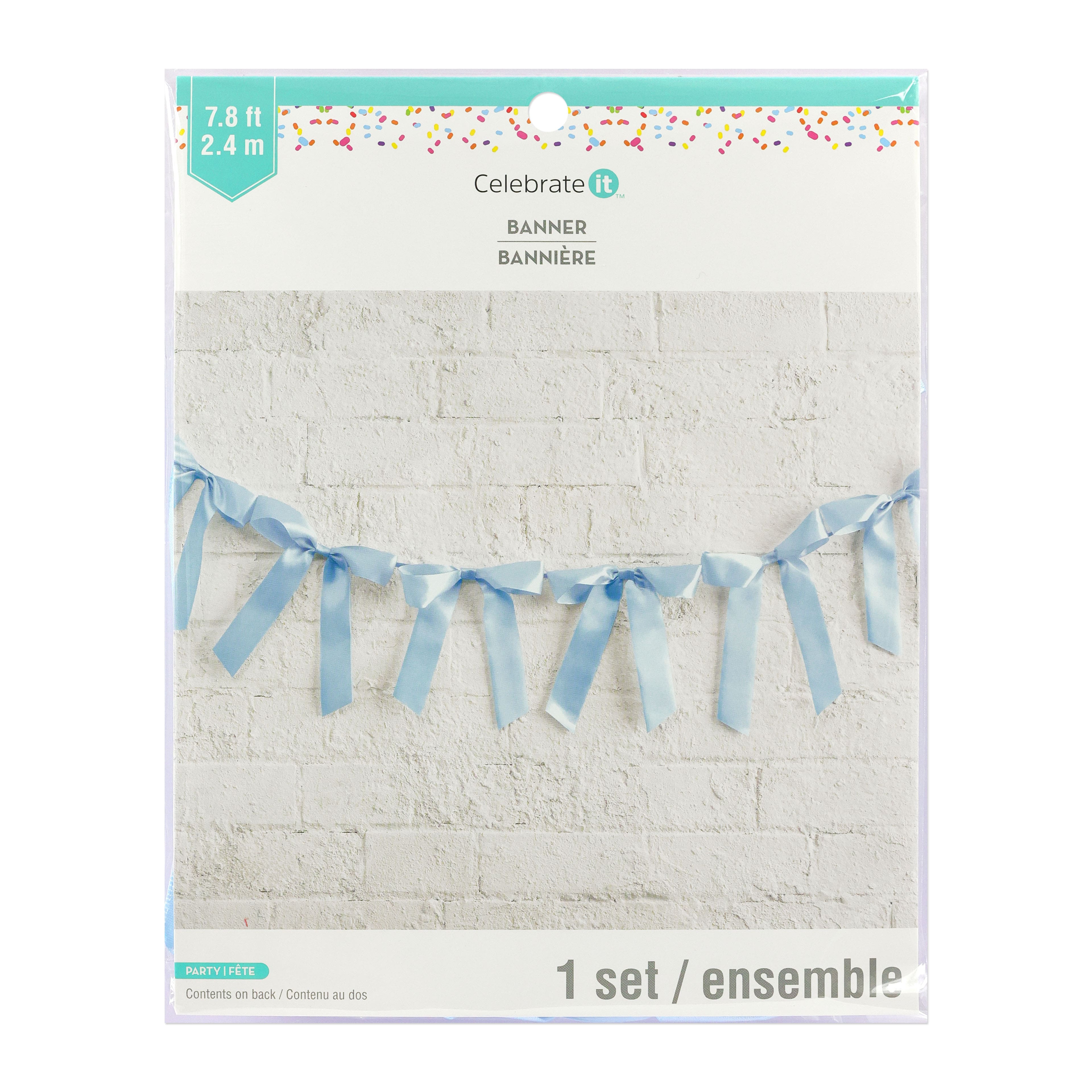 7.75ft. Blue Bow Banner by Celebrate It&#x2122;