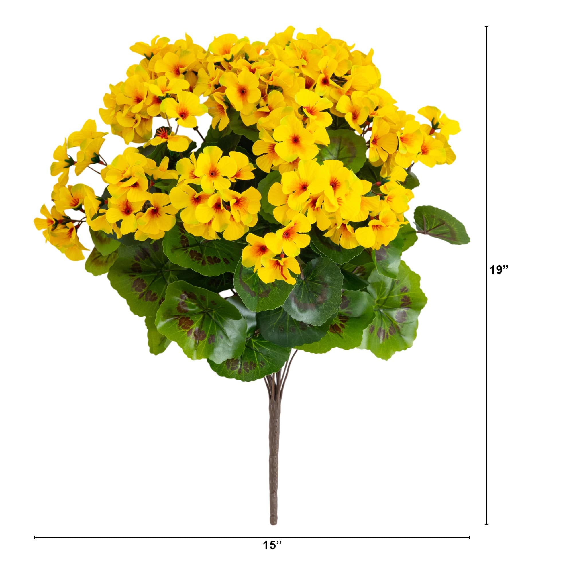 19" UV Resistant Artificial Geranium Bush (Indoor/Outdoor) - Set of 3