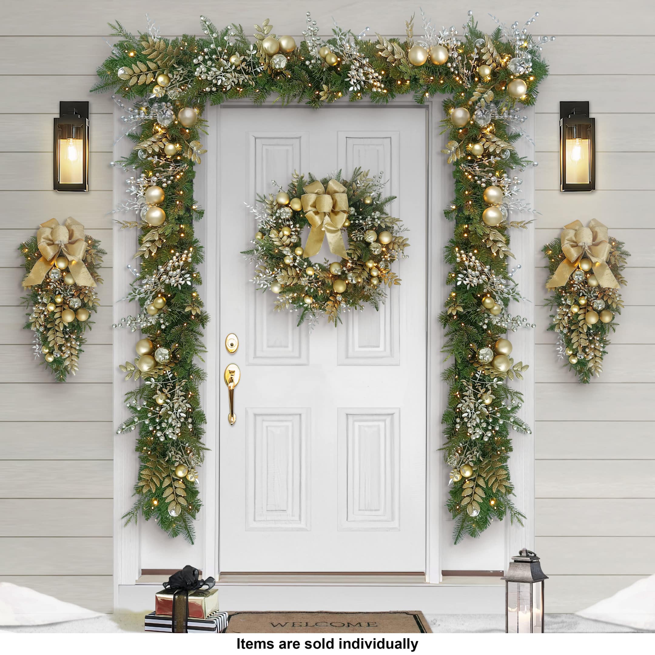 6ft. Battery-Operated Pre-Lit Gold Decorated Artificial Garland