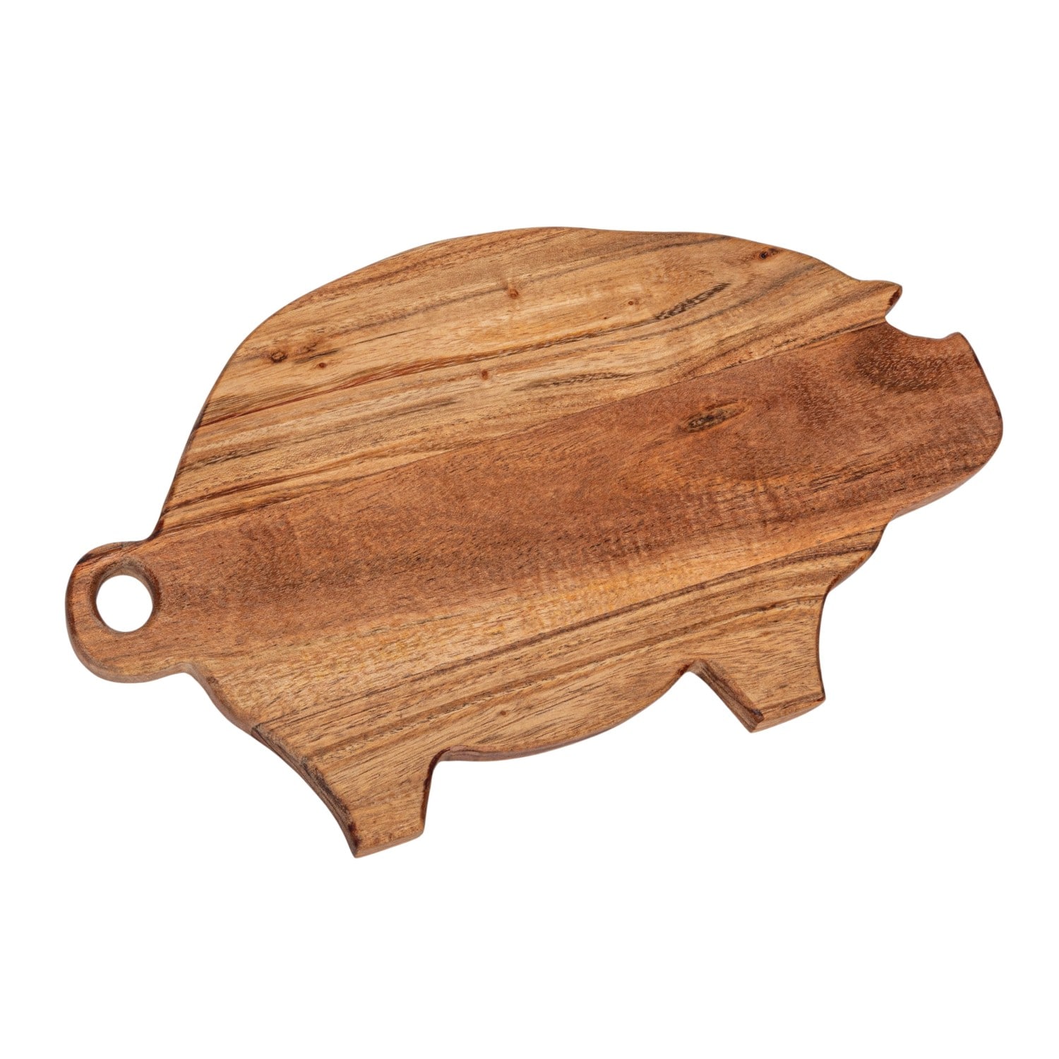 11.75&#x22; Natural Pig Shaped Mango Wood Handled Cheese &#x26; Cutting Board