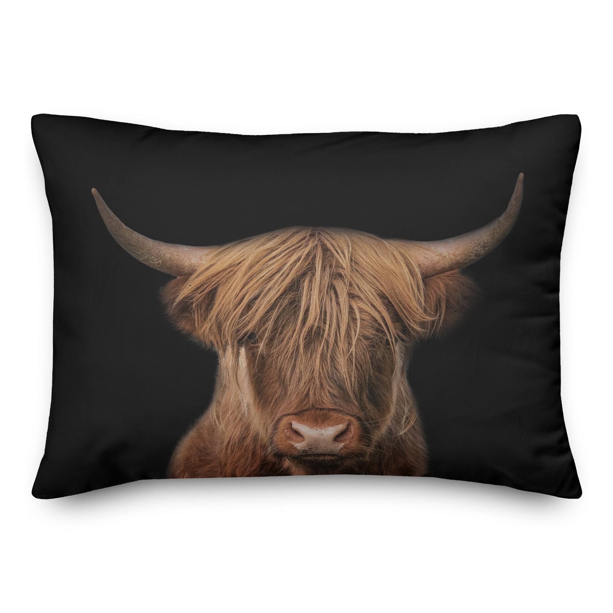 Moody Highland Cow 14&#x22; x 20&#x22; Throw Pillow