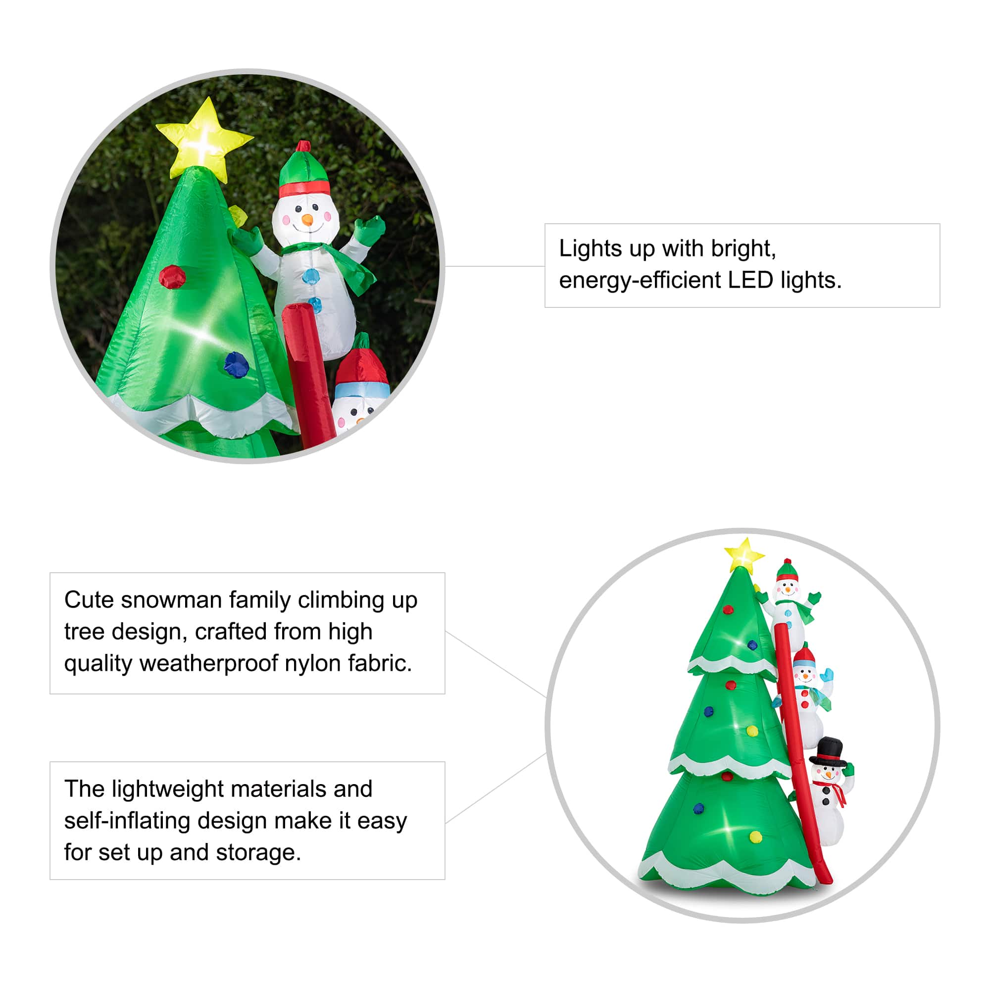 Glitzhome® 8ft. Lighted Inflatable Xmas Snowman Climbing Up Tree Décor