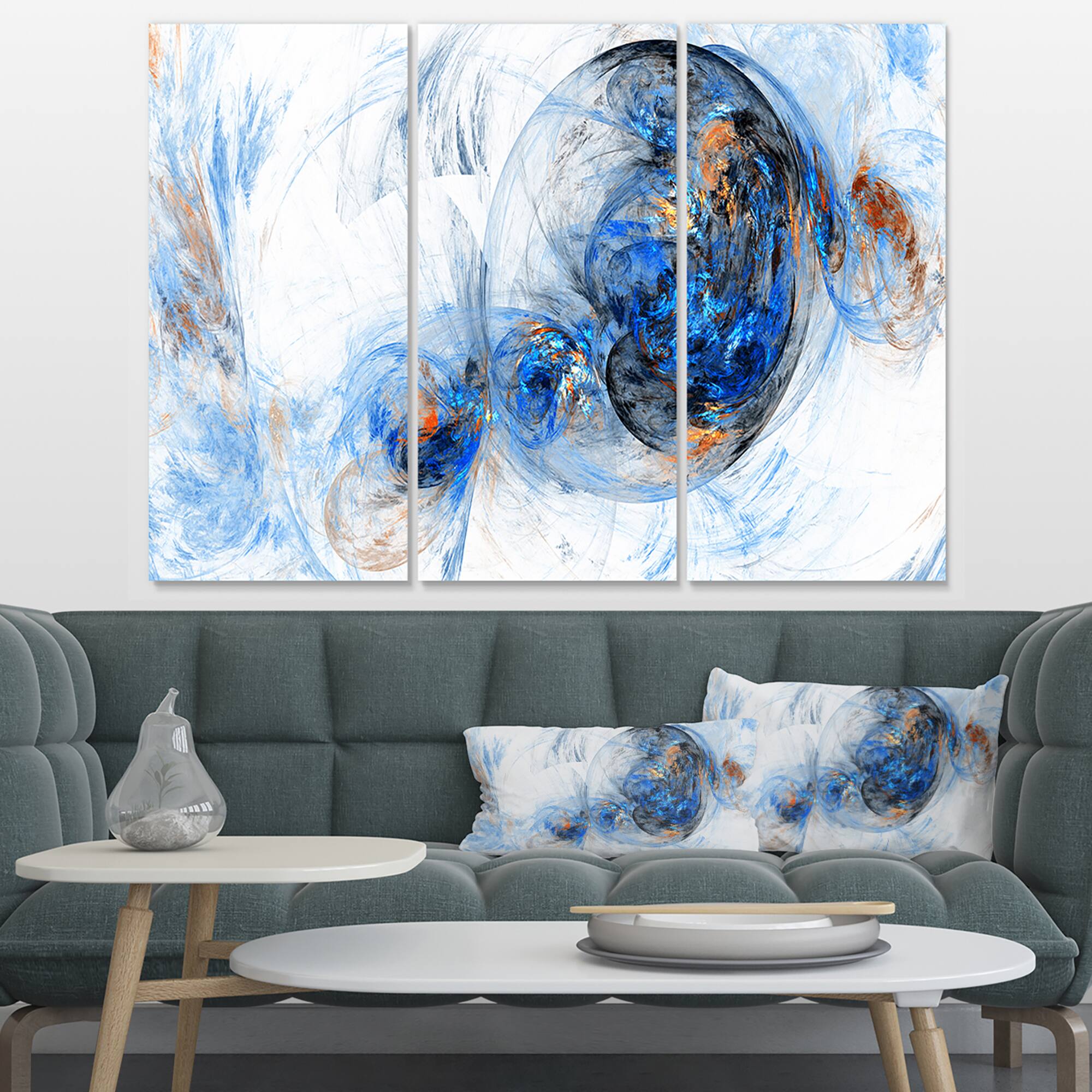 Designart - Colored Smoke Dark Blue - Abstract Canvas art print