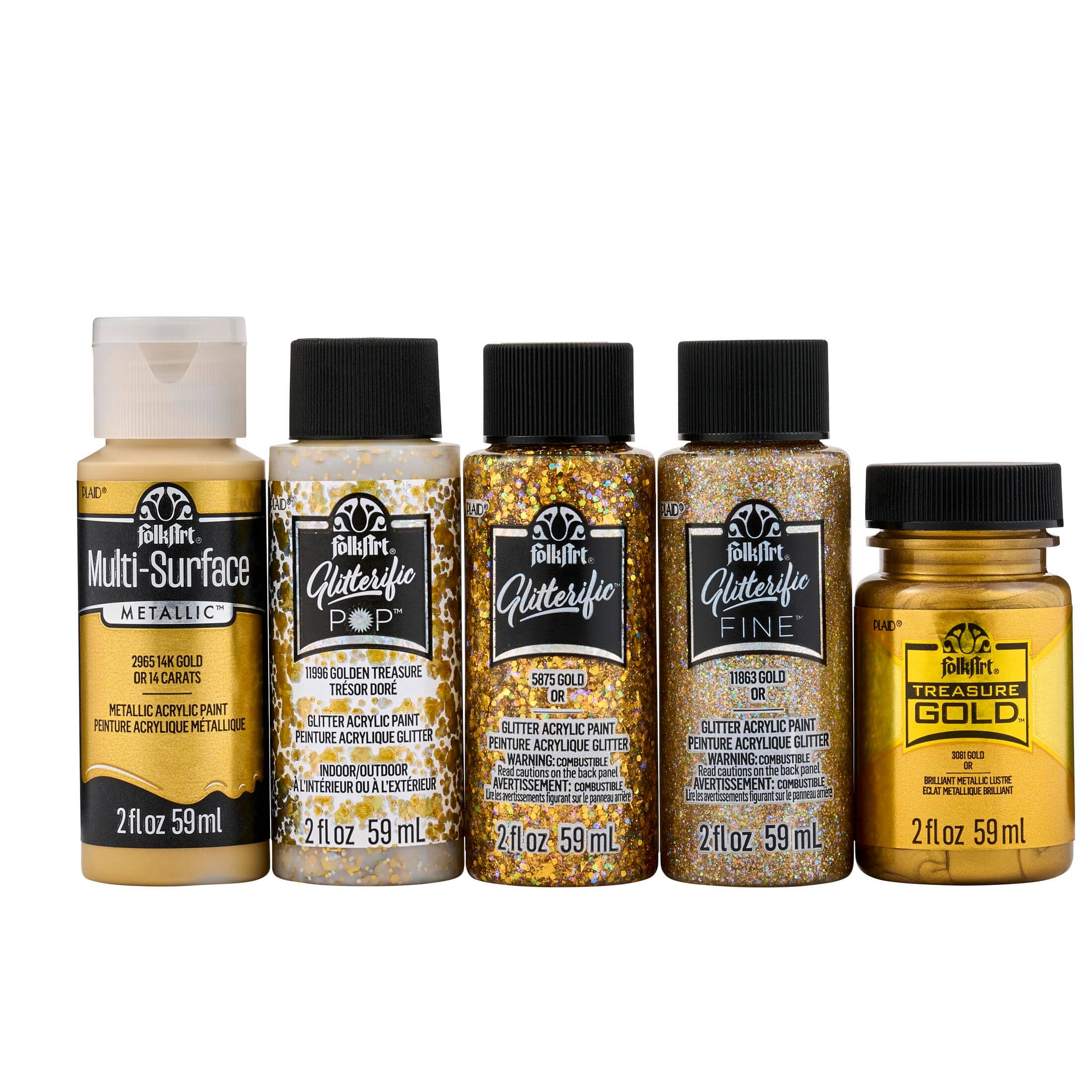 FolkArt&#xAE; Best Gold Metallic Acrylic Paint Color Set