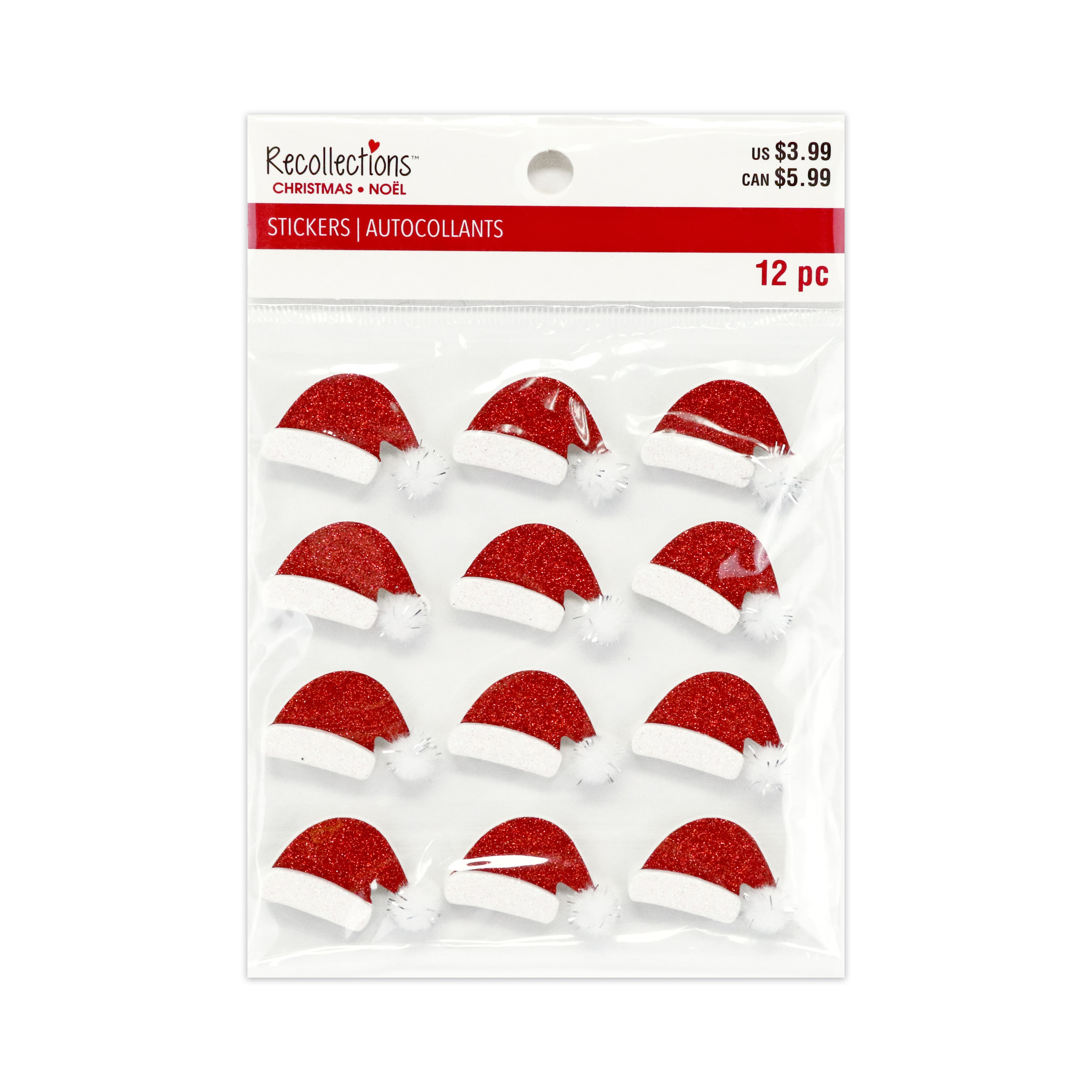 Glitter Santa&#x27;s Hat Dimensional Stickers by Recollections&#x2122;