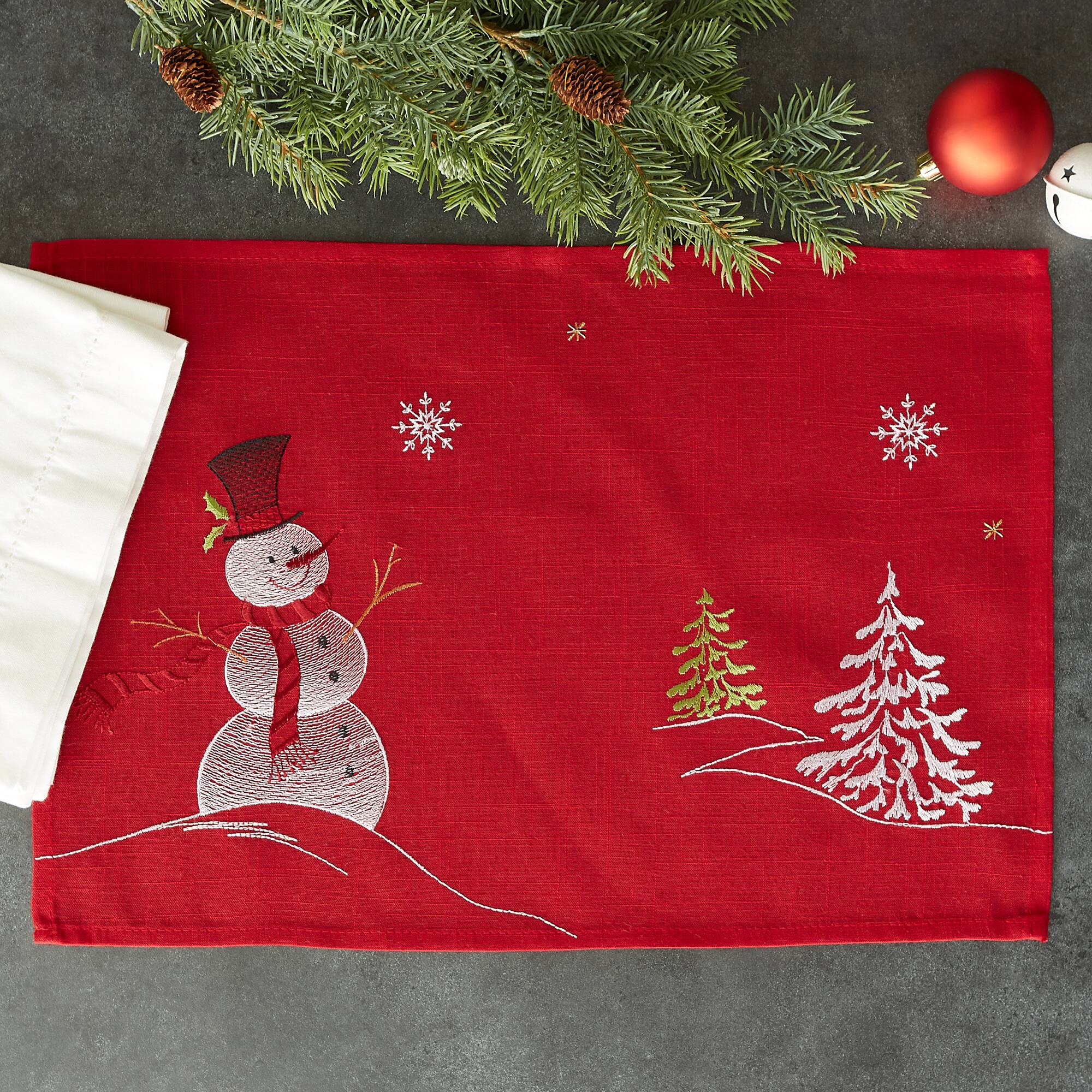 DII® Embroidered Snowman Placemats, 4ct.