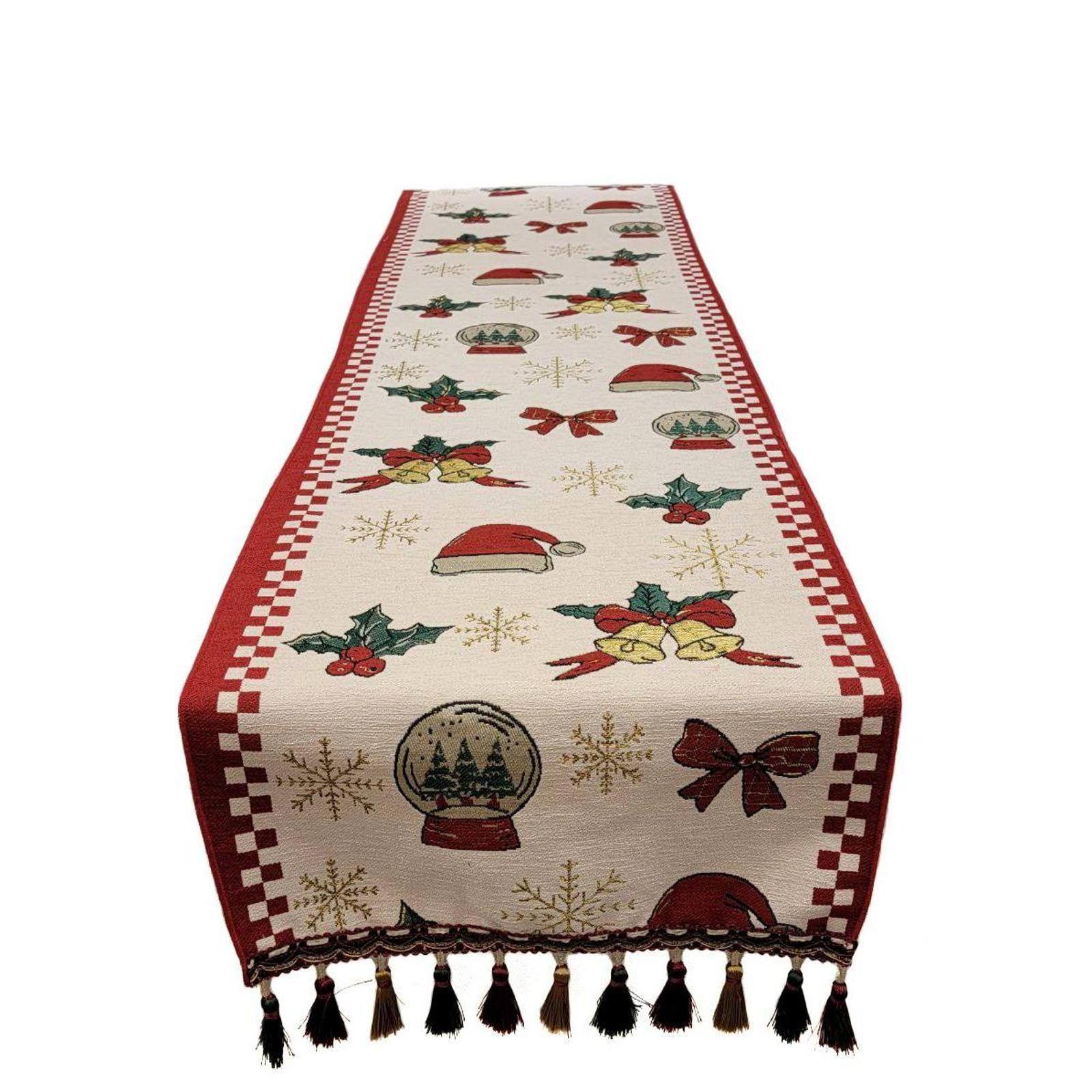 Wizardi 13.75&#x22; x 71&#x22; Classic Holiday Ornaments Christmas Table Runner