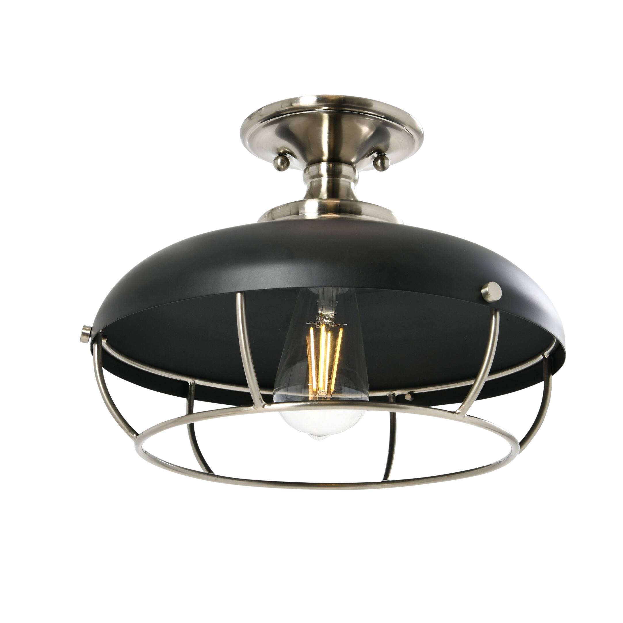 Hello Honey® 13" Wide Caged Dome Metal Semi-Flush Mount Ceiling Light