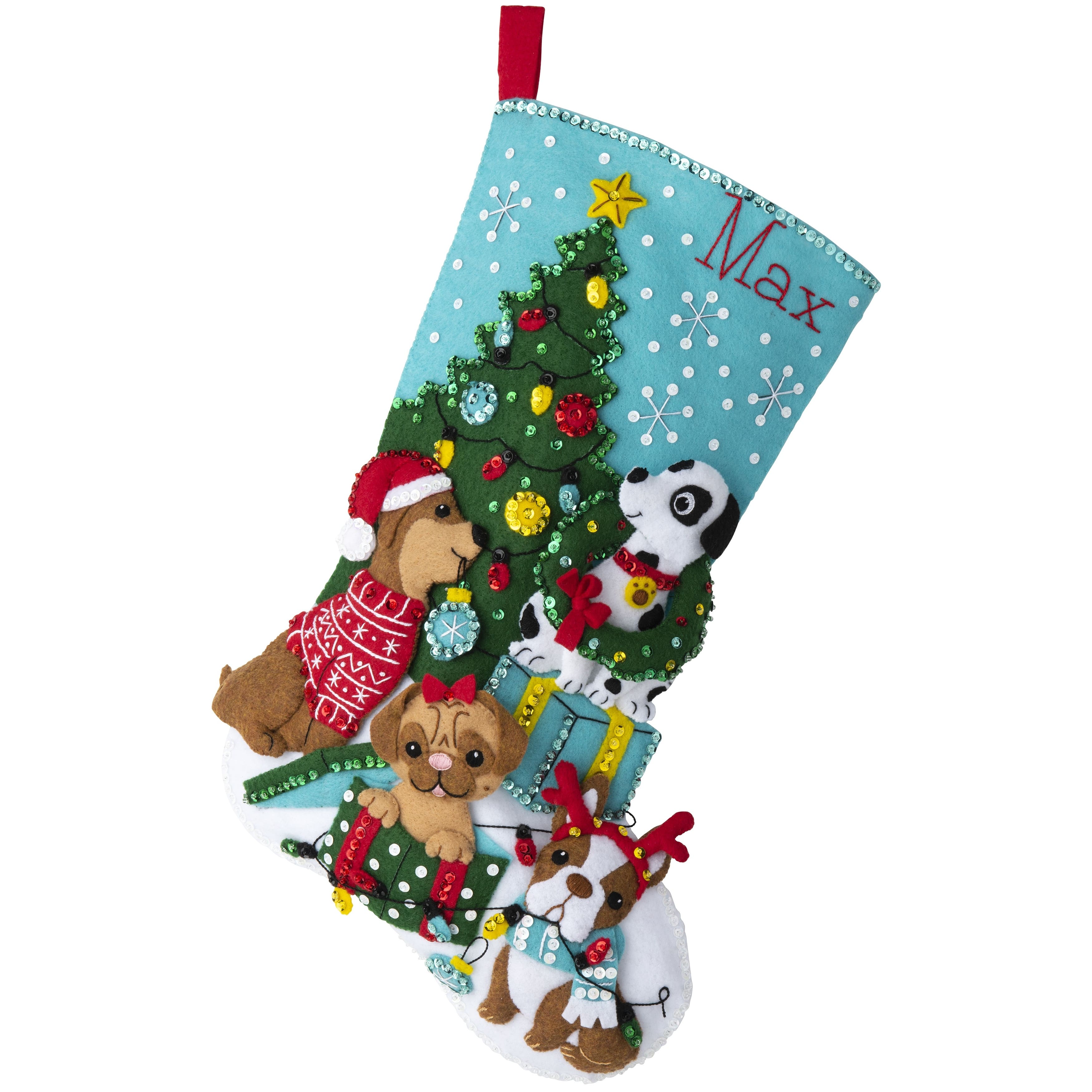 Bucilla&#xAE; Christmas Dogs 18&#x22; Felt Stocking Applique Kit