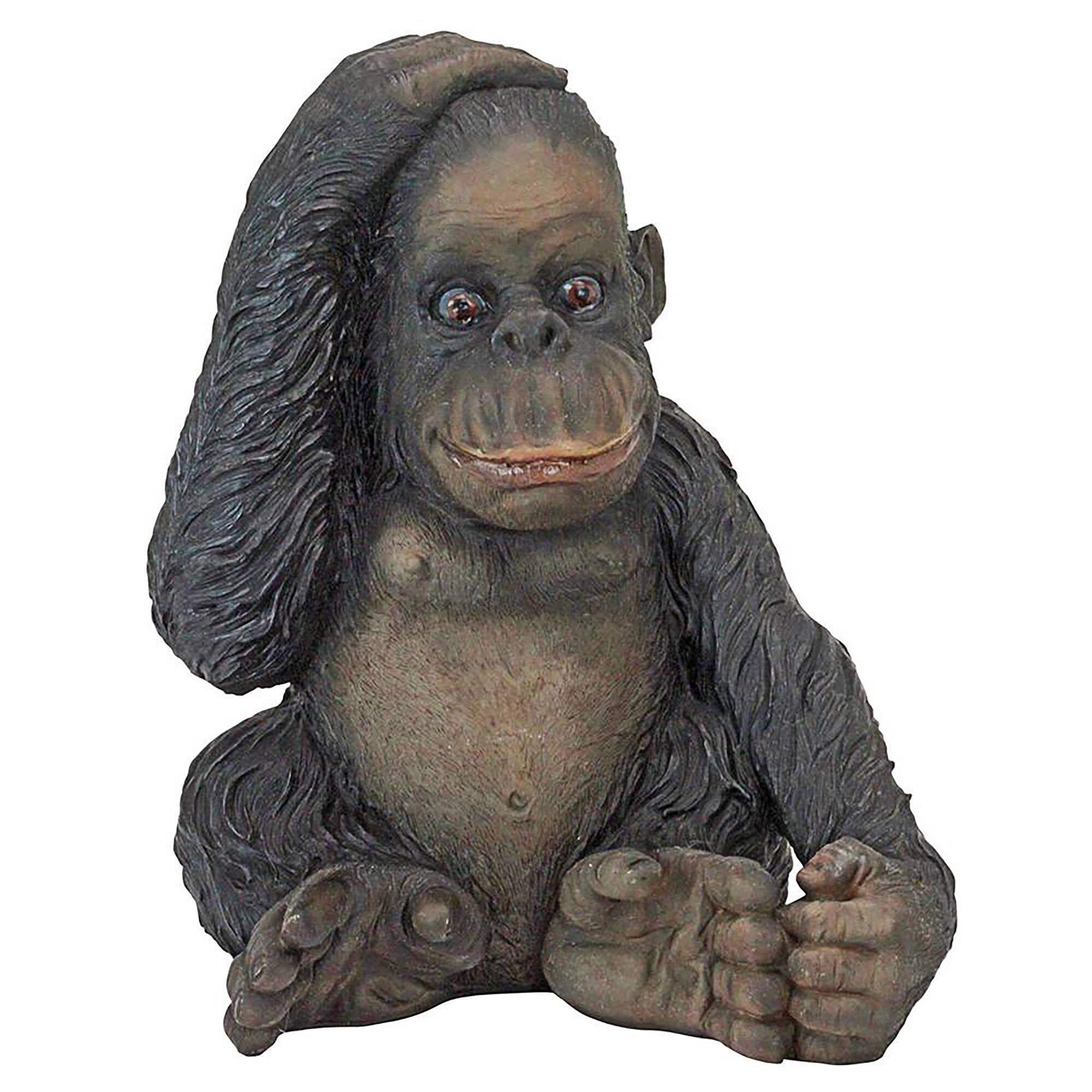 Design Toscano 13&#x22; Curly the Chimpanzee of the Jungle Funny Monkey Statue