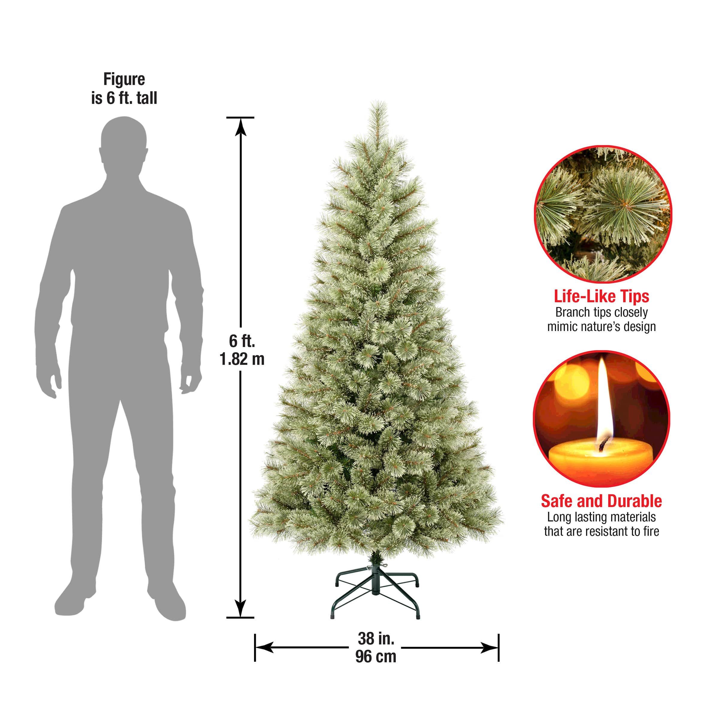 6ft. Unlit Artificial Arcadia Pine Cashmere Christmas Hinged Tree