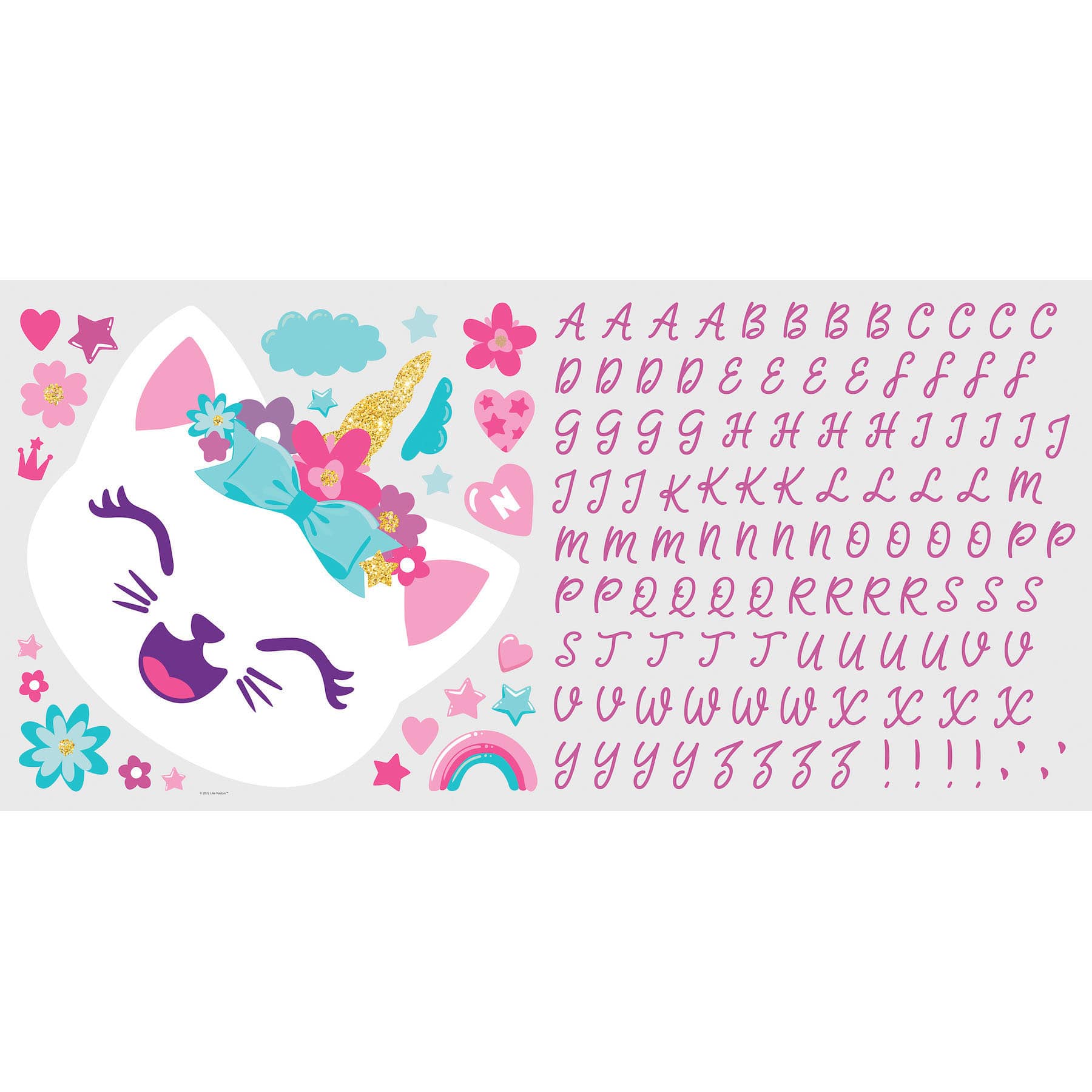 RoomMates Like Nastya Unicorn Cat Giant Peel &#x26; Stick Wall Decals with Alphabet