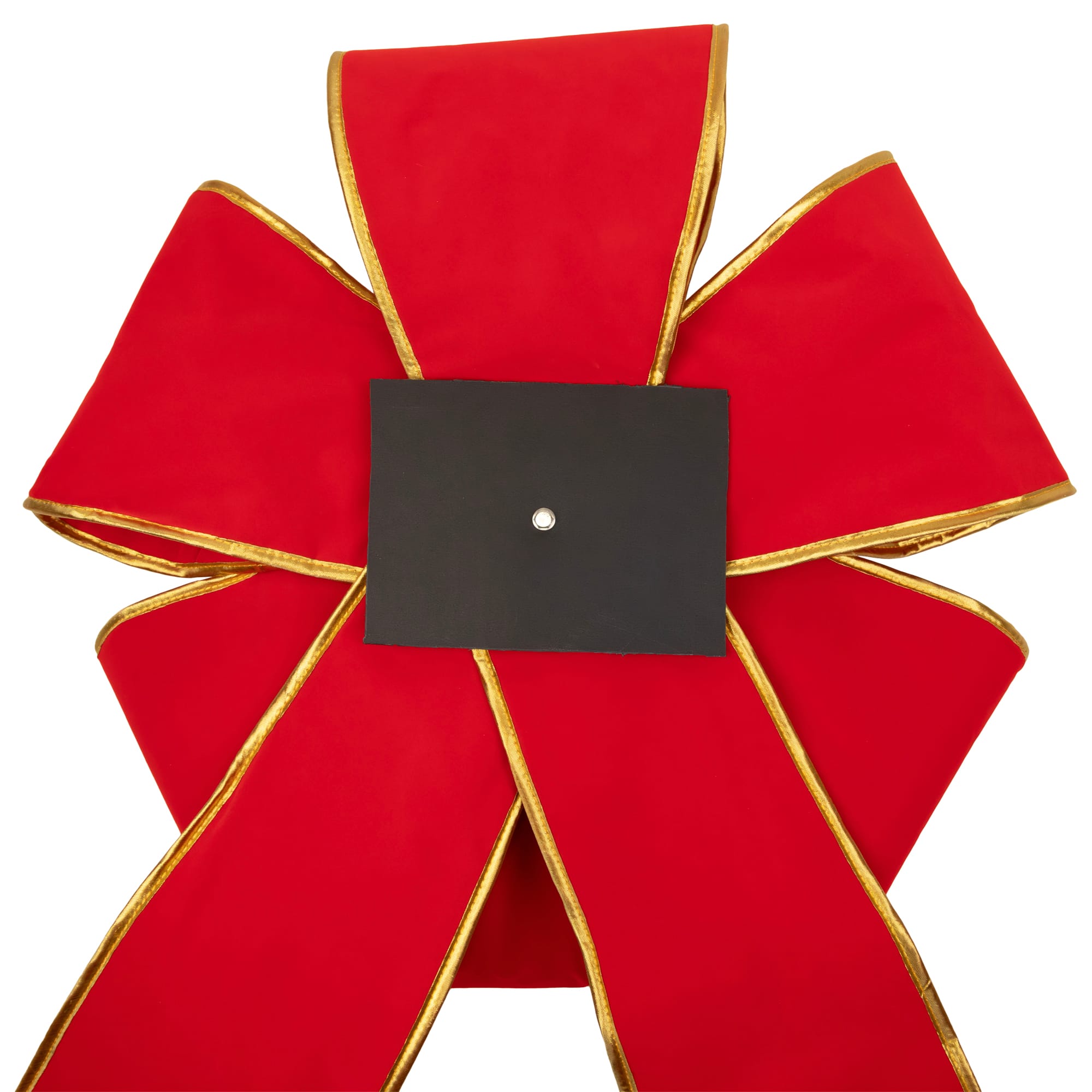 40" Red 3D 11-Loop Velveteen Christmas Bow with Gold Trim
