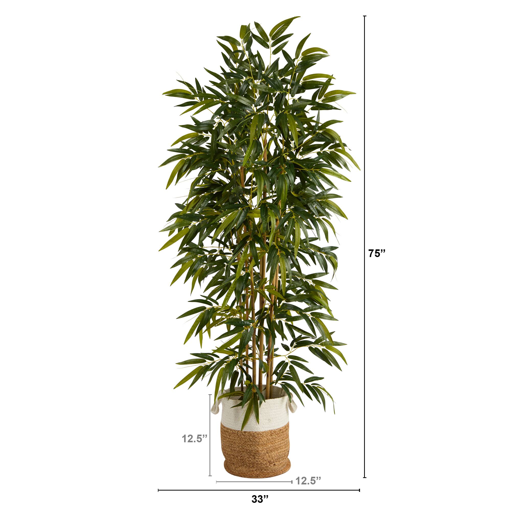 75" Bamboo Artificial Tree in Handmade Natural Jute and Cotton Planter