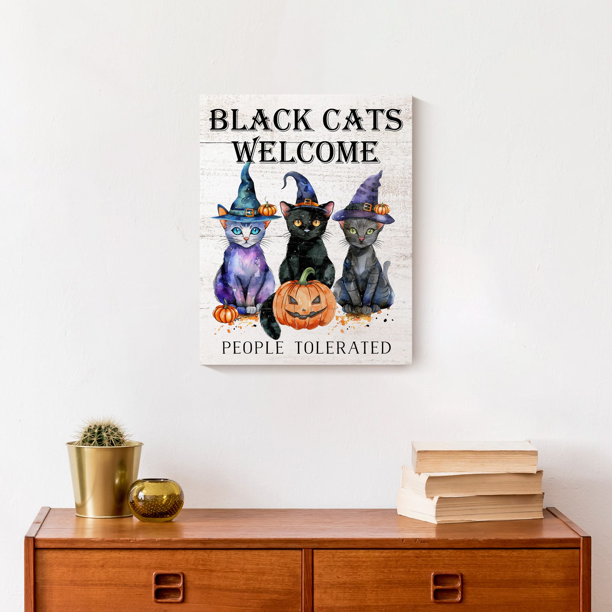 Black Cats Welcome 16" x 20" Canvas Wall Art