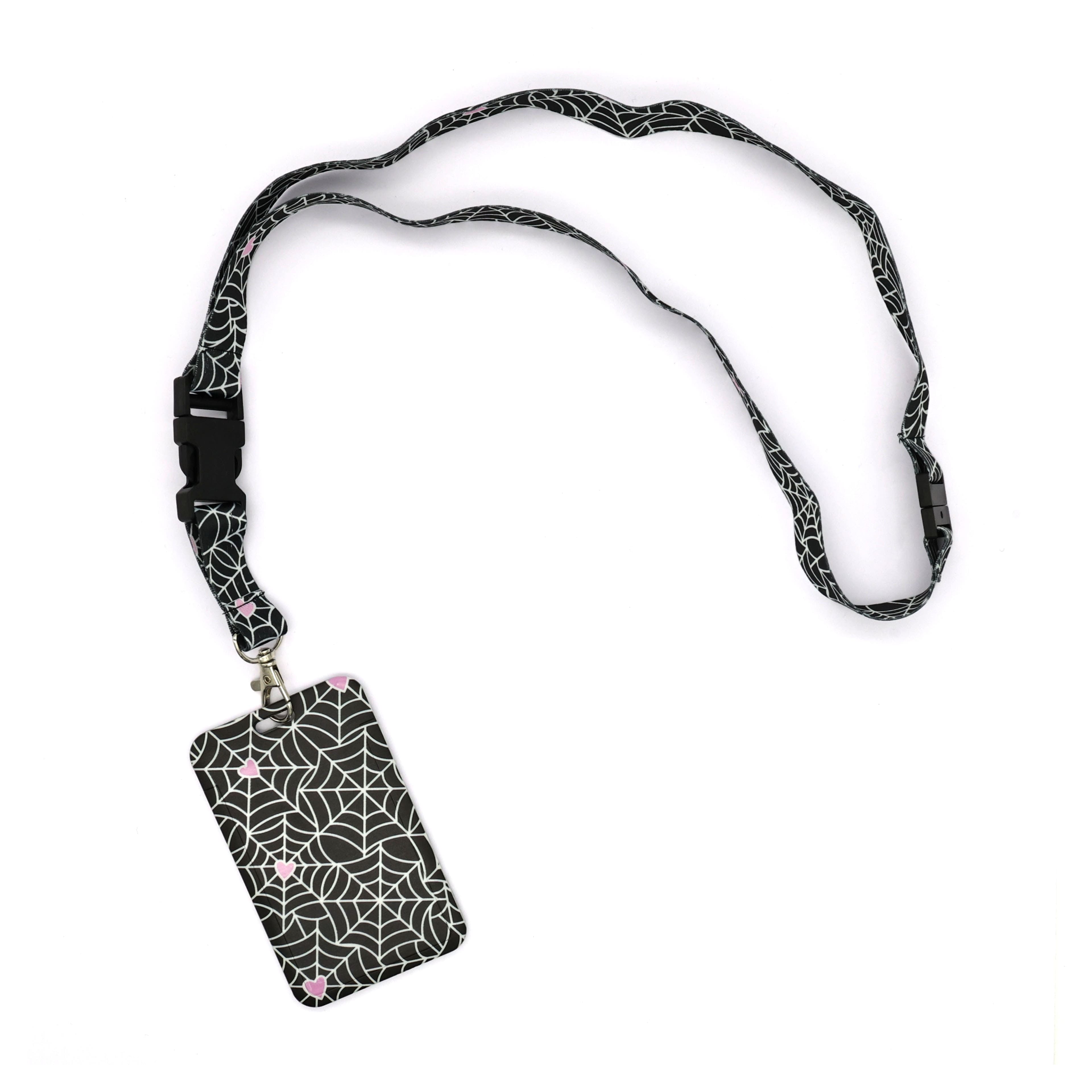Black Spider Web Lanyard ID Holder by Creatology™
