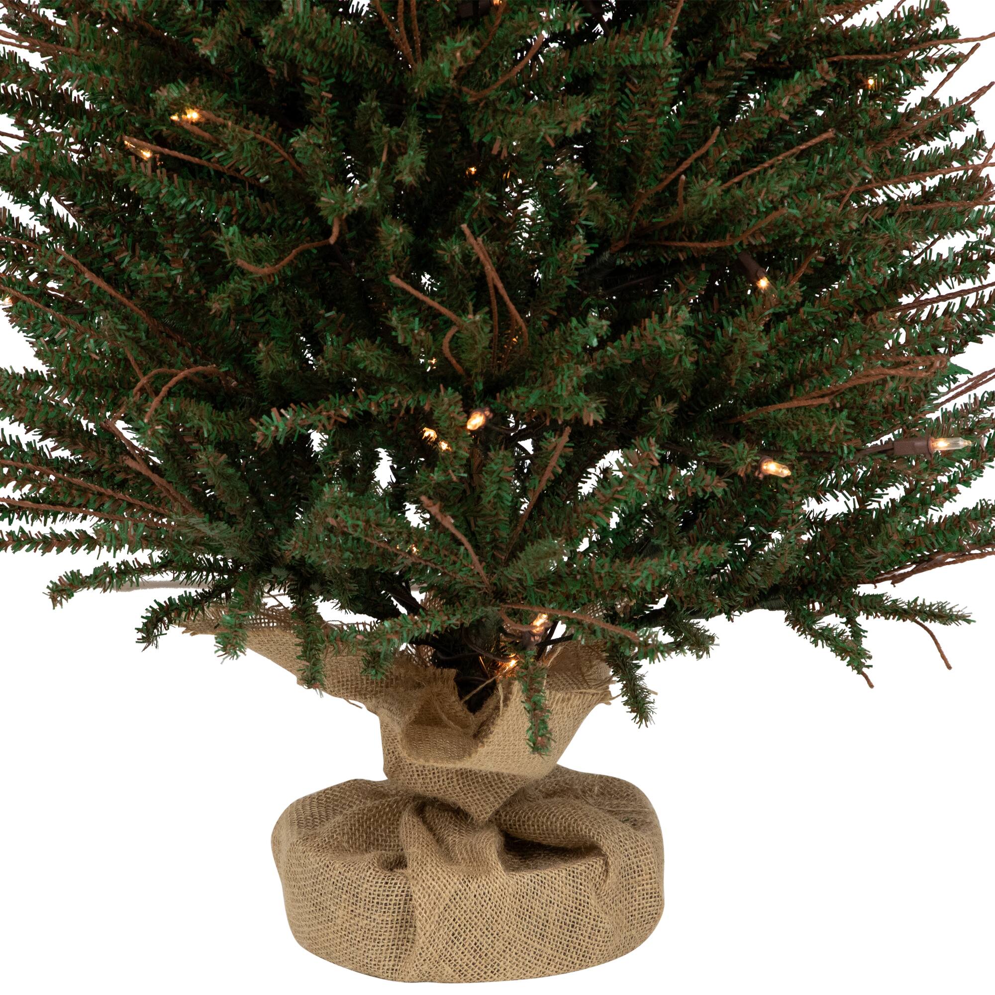 4ft. Pre-Lit Medium Warsaw Twig Artificial Christmas Tree in Burlap Base, Clear Lights