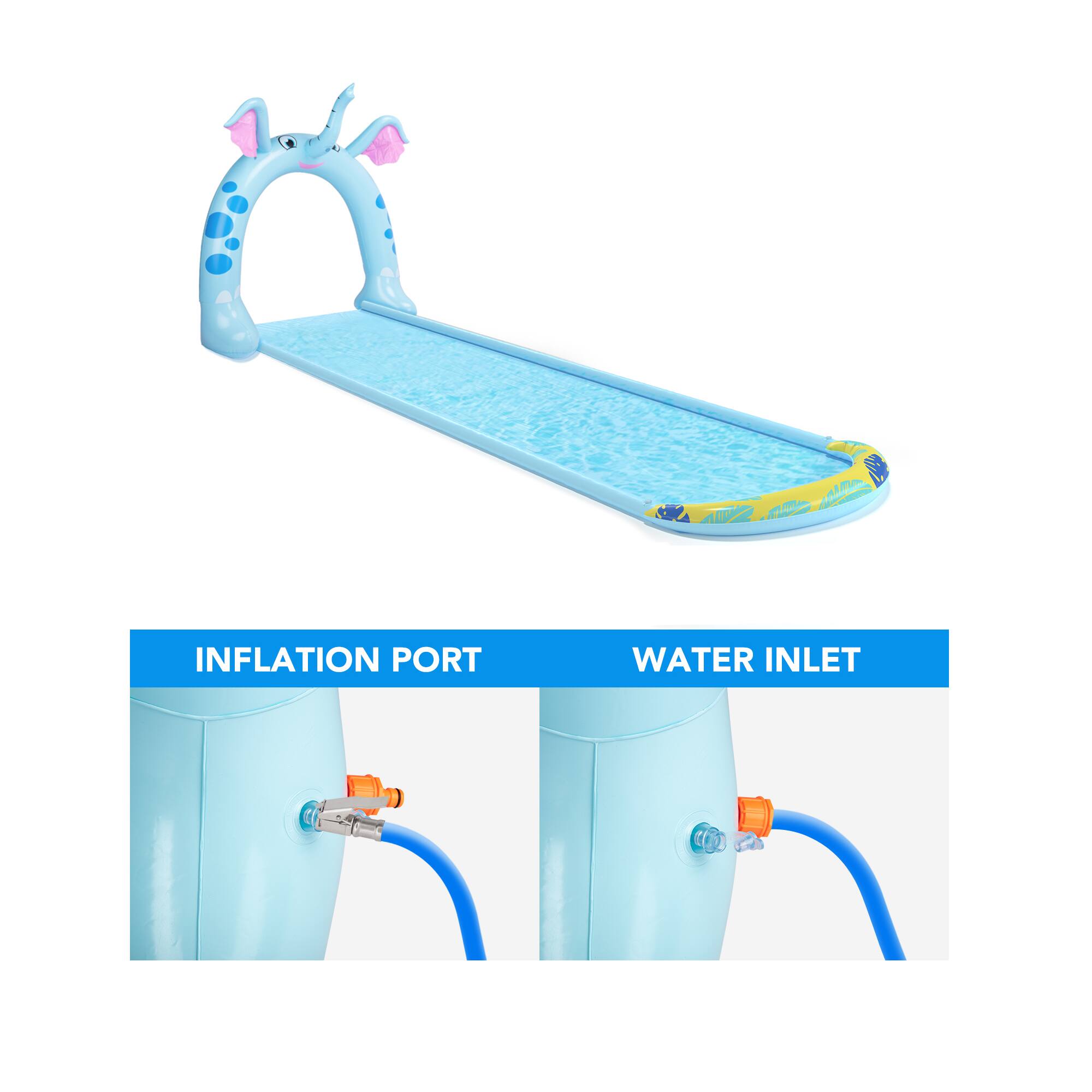 Pool Central® 16ft. Inflatable Elephant Arch Sprayer Slide Outdoor Kids Water Toy
