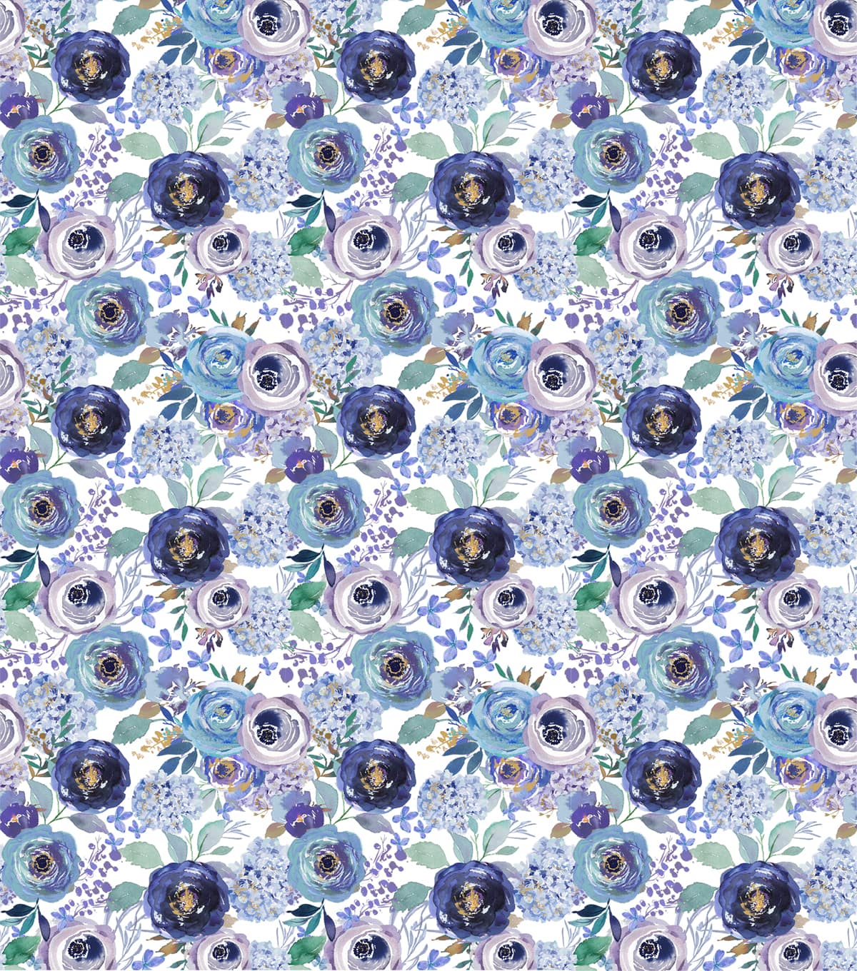 Suzanne Nicoll Blue Peacock Floral No.2 Cotton Fabric