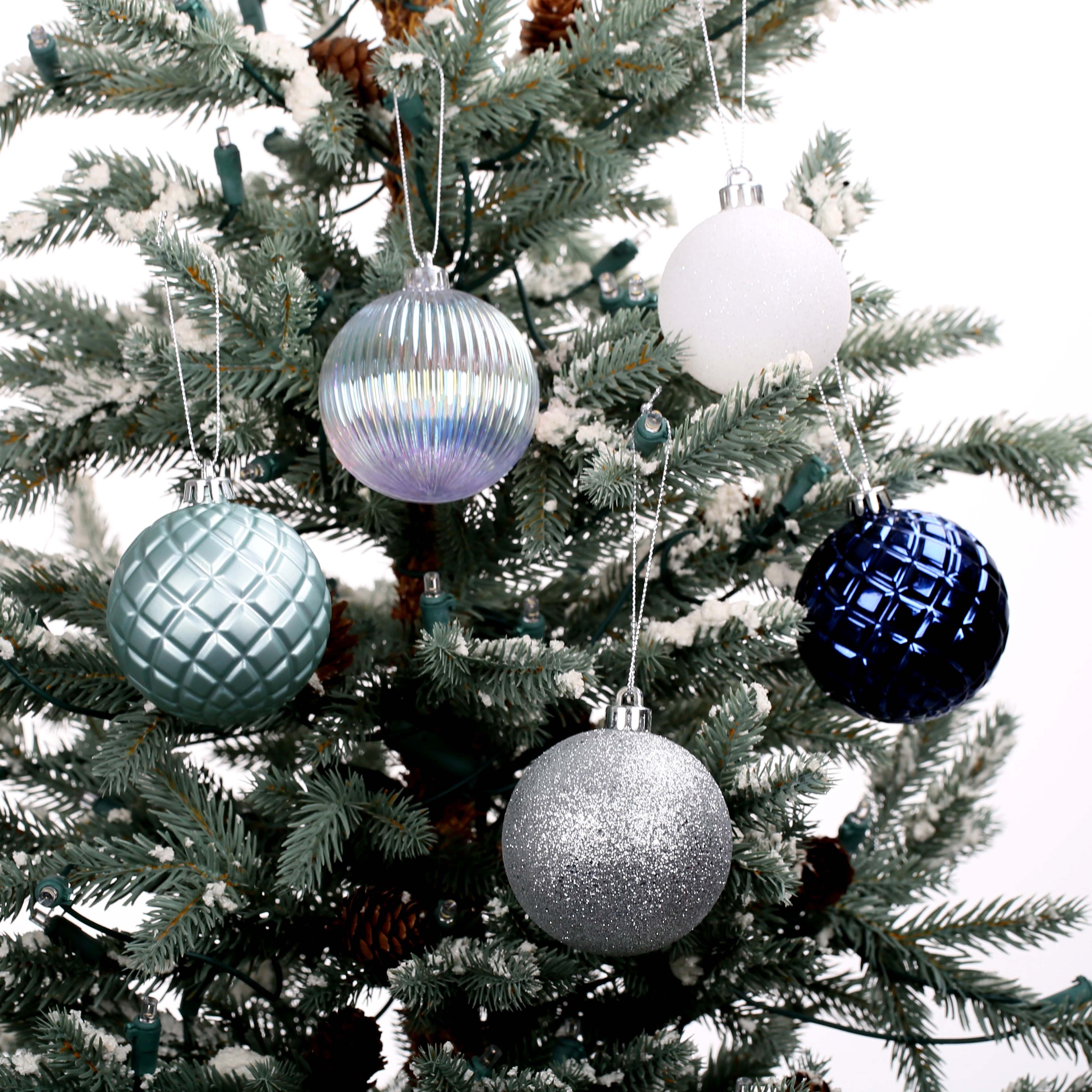 Assorted 40 Pack Silver &#x26; White Mixed Shatterproof Ornaments by Ashland&#xAE;