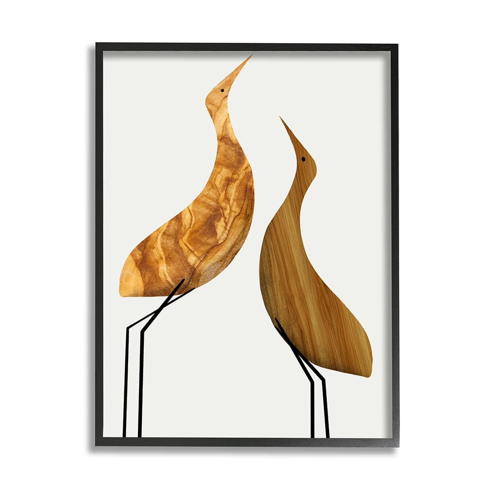 Stupell Industries Modern Rustic Tree Patterned Birds Minimal Abstract Framed Wall Art