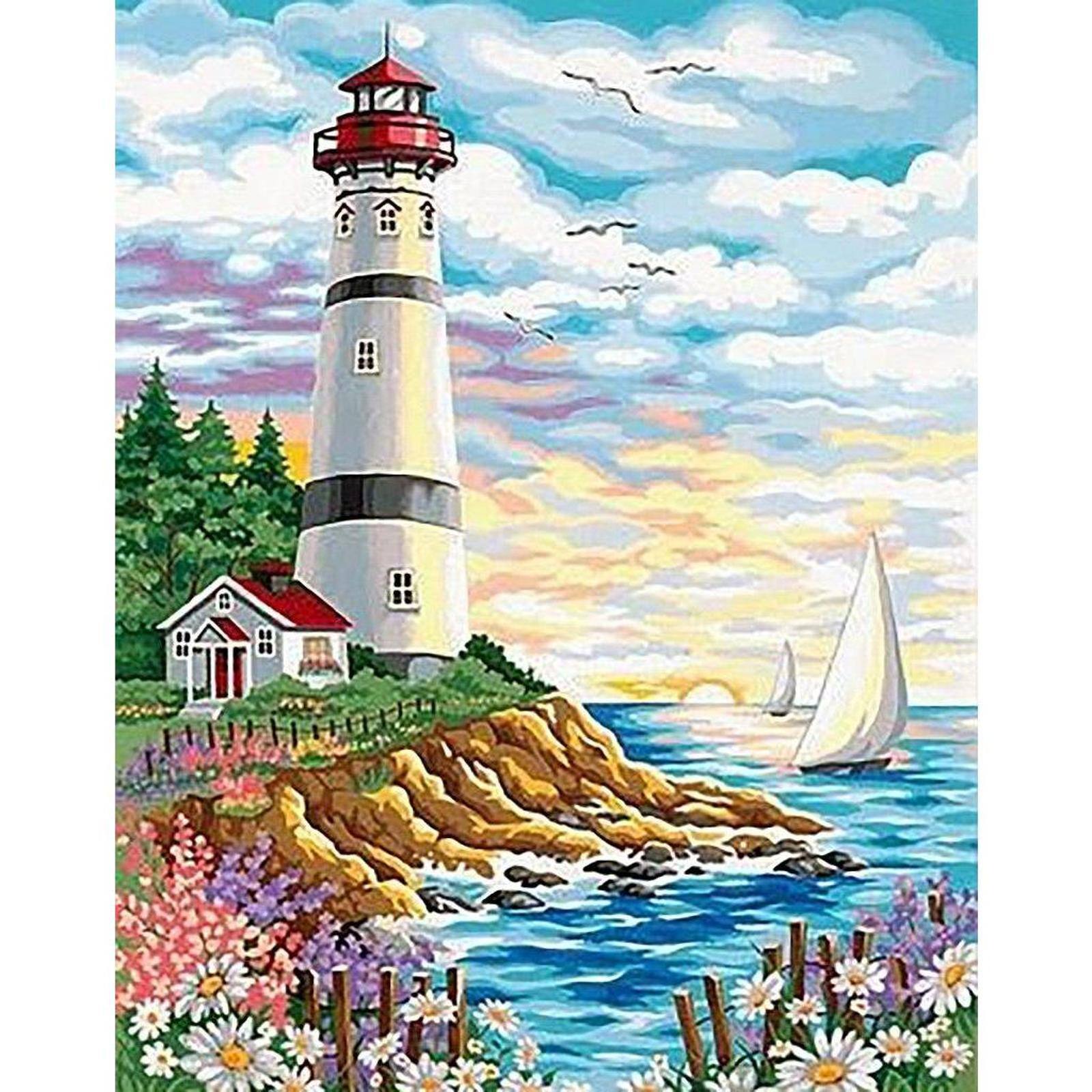 Wizardi Lighthouse at Sunrise Diamond Painting Kit